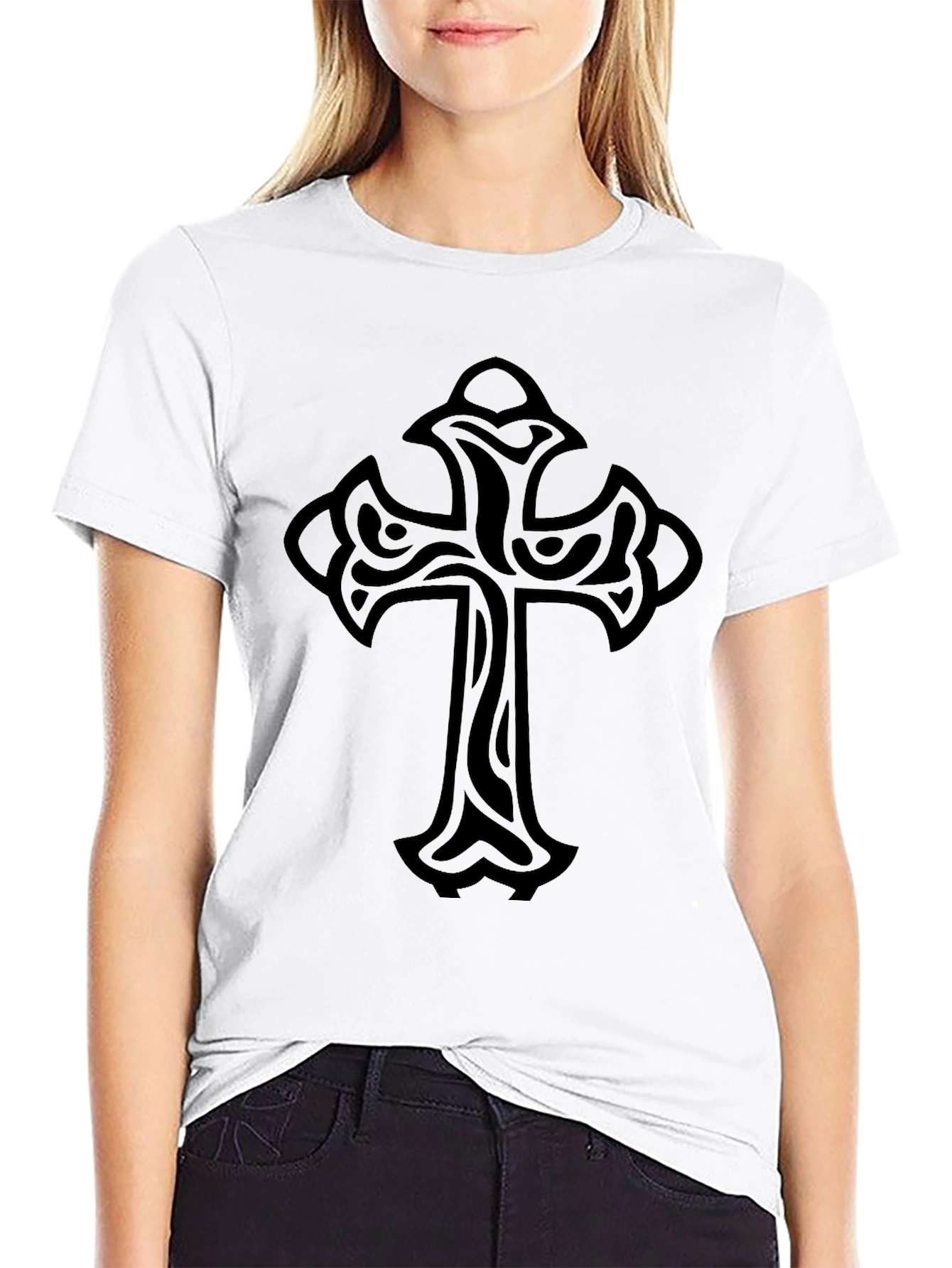 Gothic Cross Graphic Black T-Shirt