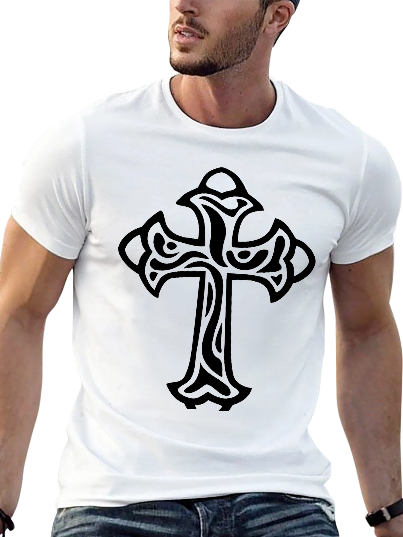 Gothic Cross Graphic Black T-Shirt