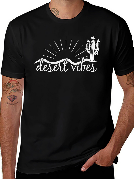 Desert Vibes Graphic Tee - Black Cotton T-Shirt
