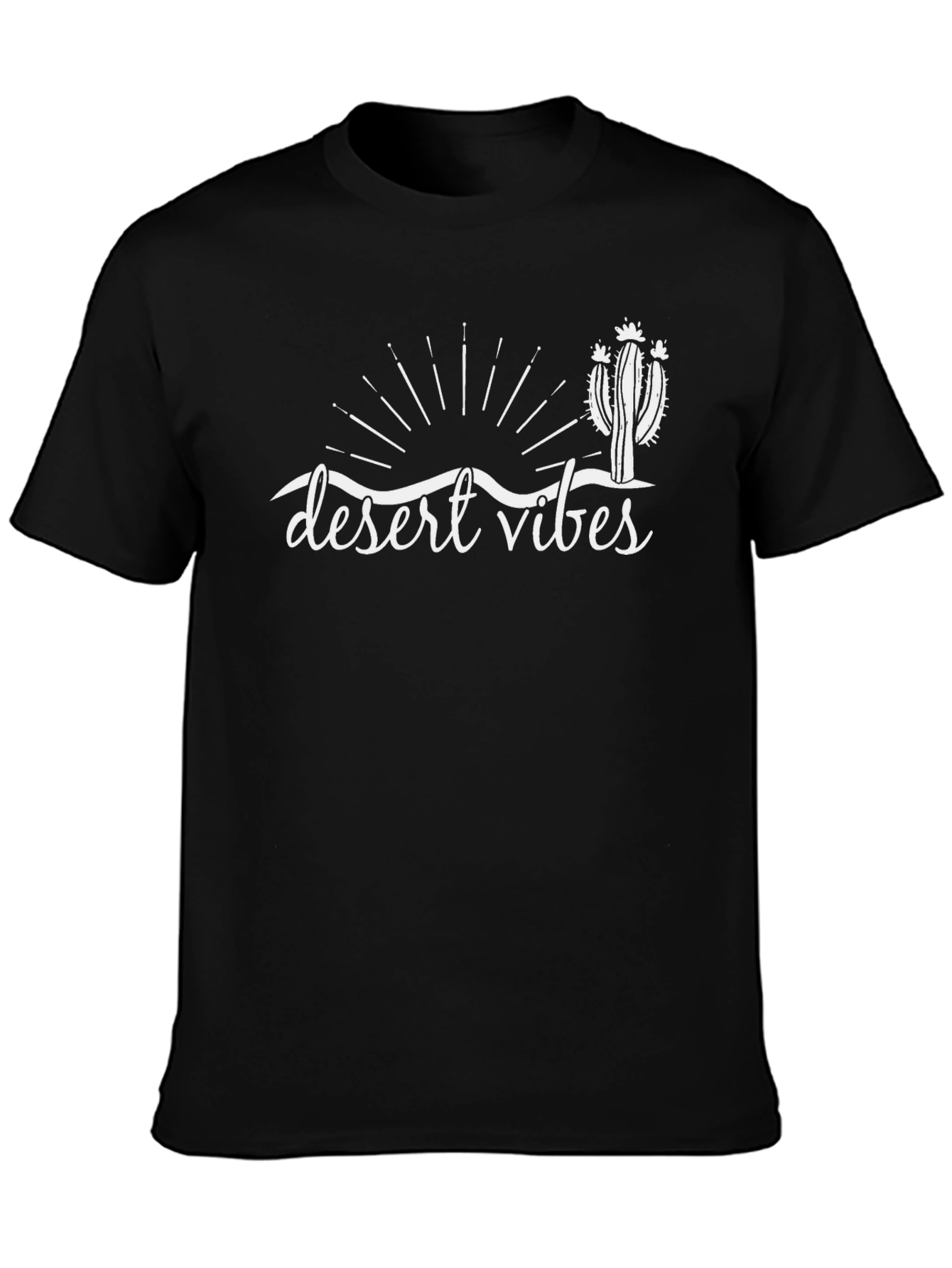 Desert Vibes Graphic Tee - Black Cotton T-Shirt