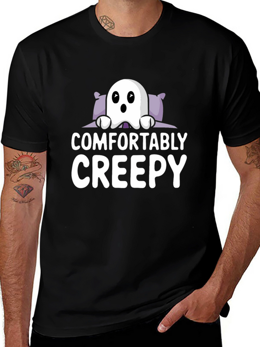 Comfortably Creepy Ghost Graphic Tee - Halloween Shirt