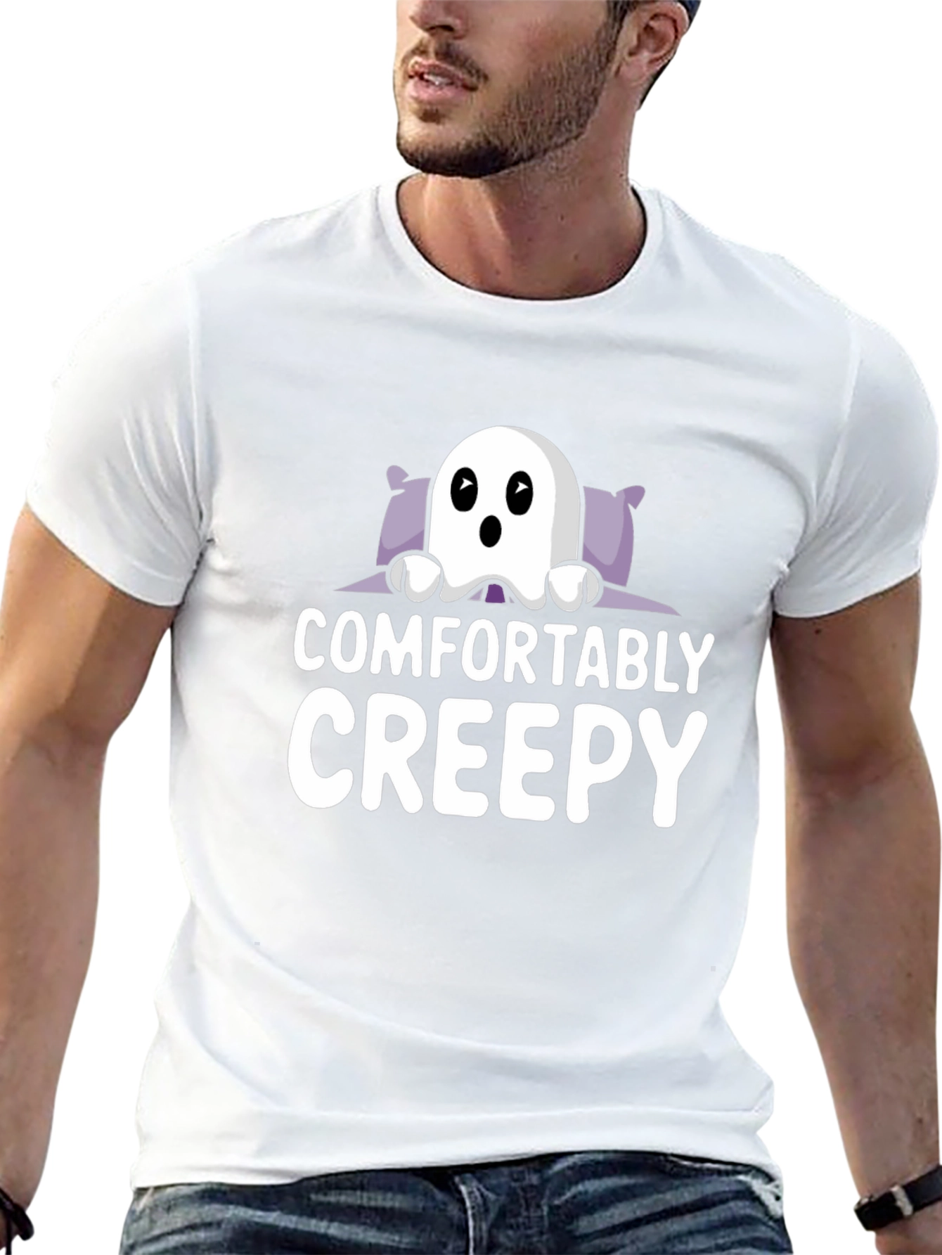 Comfortably Creepy Ghost Graphic Tee - Halloween Shirt