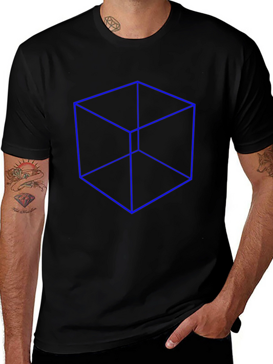 Geometric Cube Illusion T-Shirt - Modern Art Design