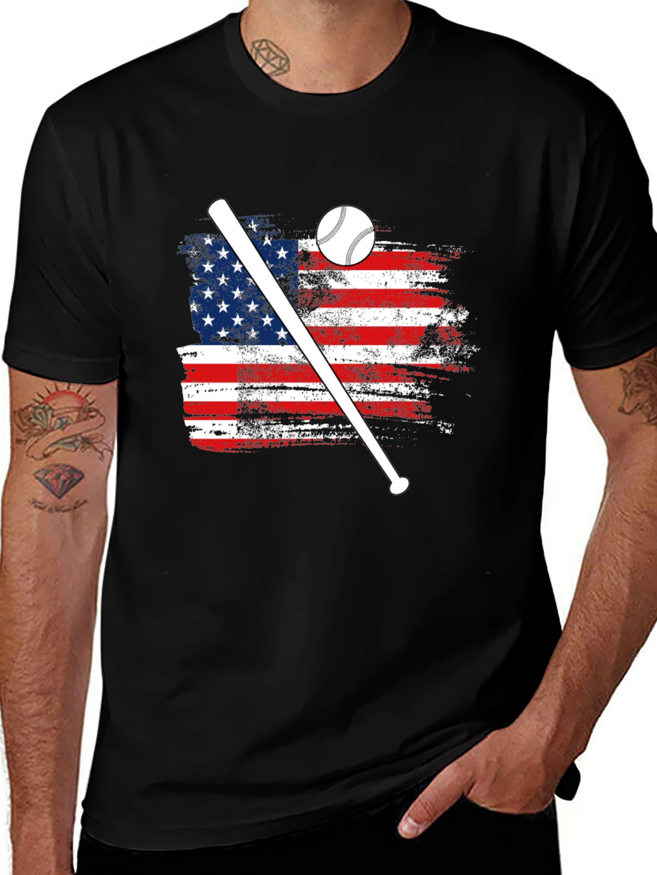 American Flag Baseball T-Shirt