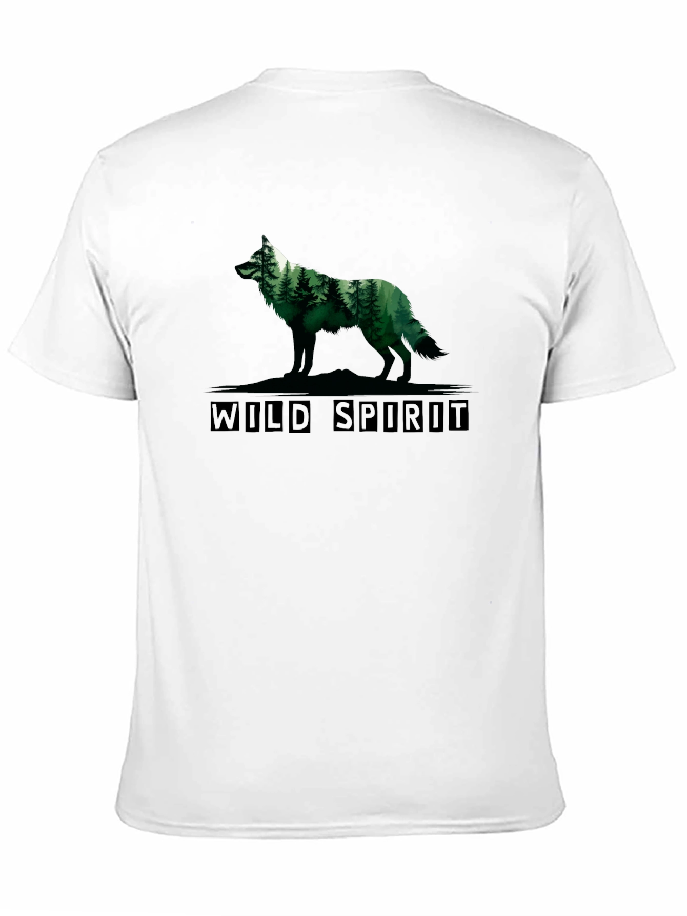 Wild Spirit Wolf Forest Graphic Tee - Black