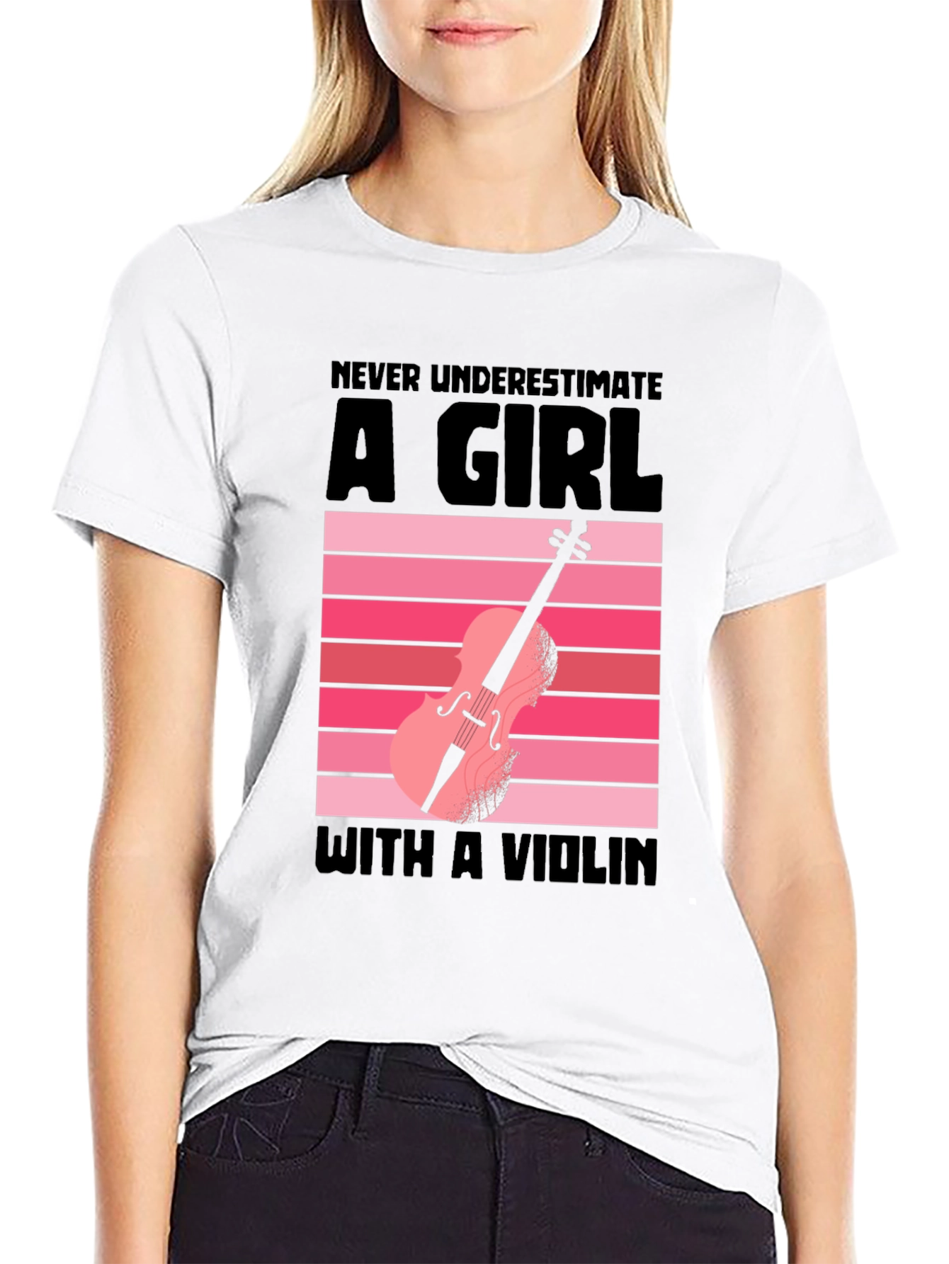 Never Underestimate a Girl with a Violin T-Shirt