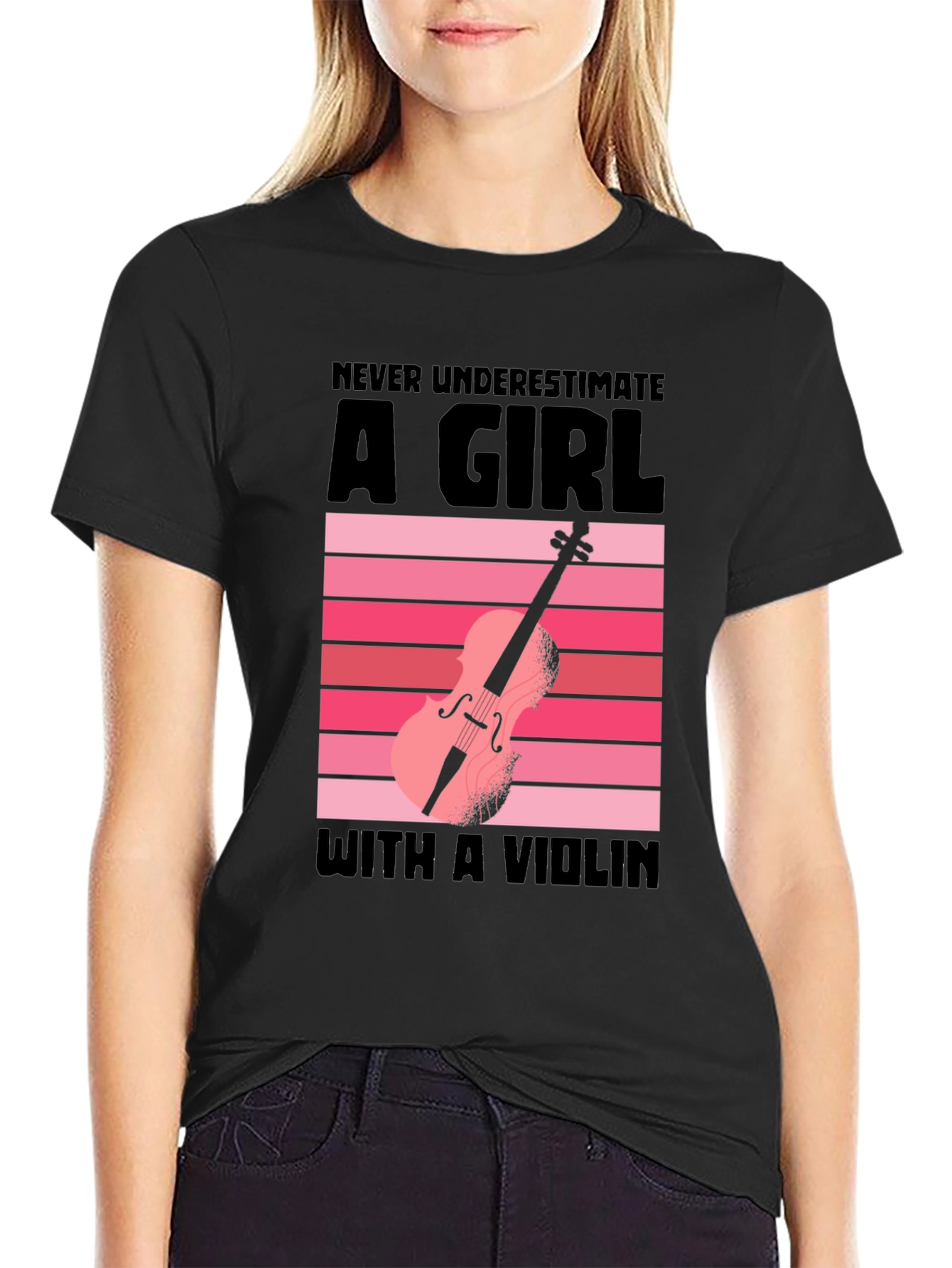 Never Underestimate a Girl with a Violin T-Shirt