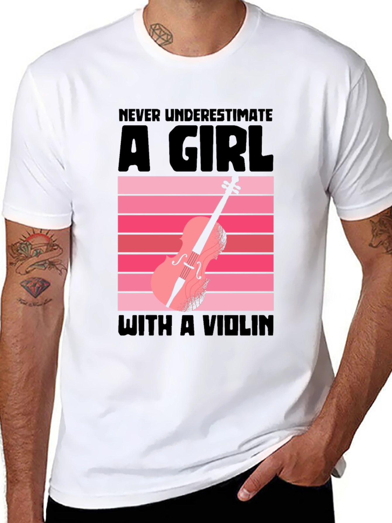 Never Underestimate a Girl with a Violin T-Shirt