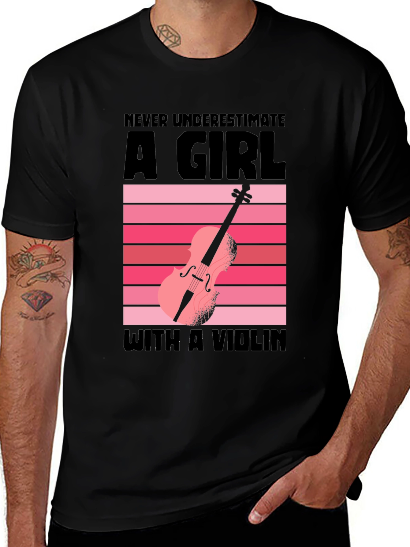 Never Underestimate a Girl with a Violin T-Shirt