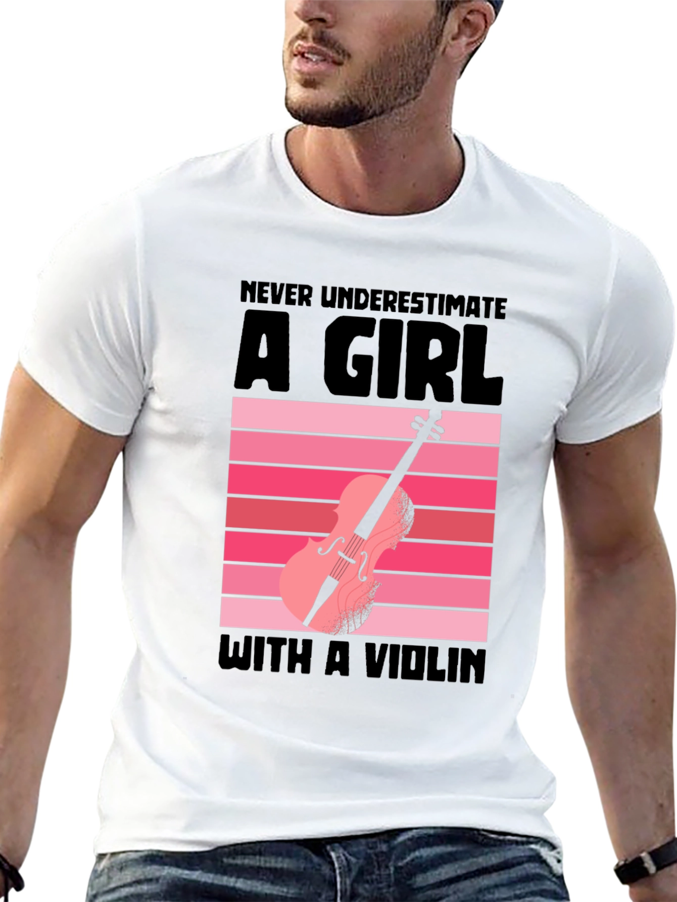 Never Underestimate a Girl with a Violin T-Shirt