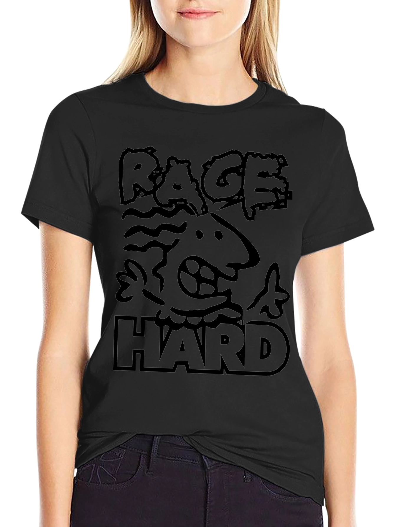 Rage Hard Black Graphic Tee for Men