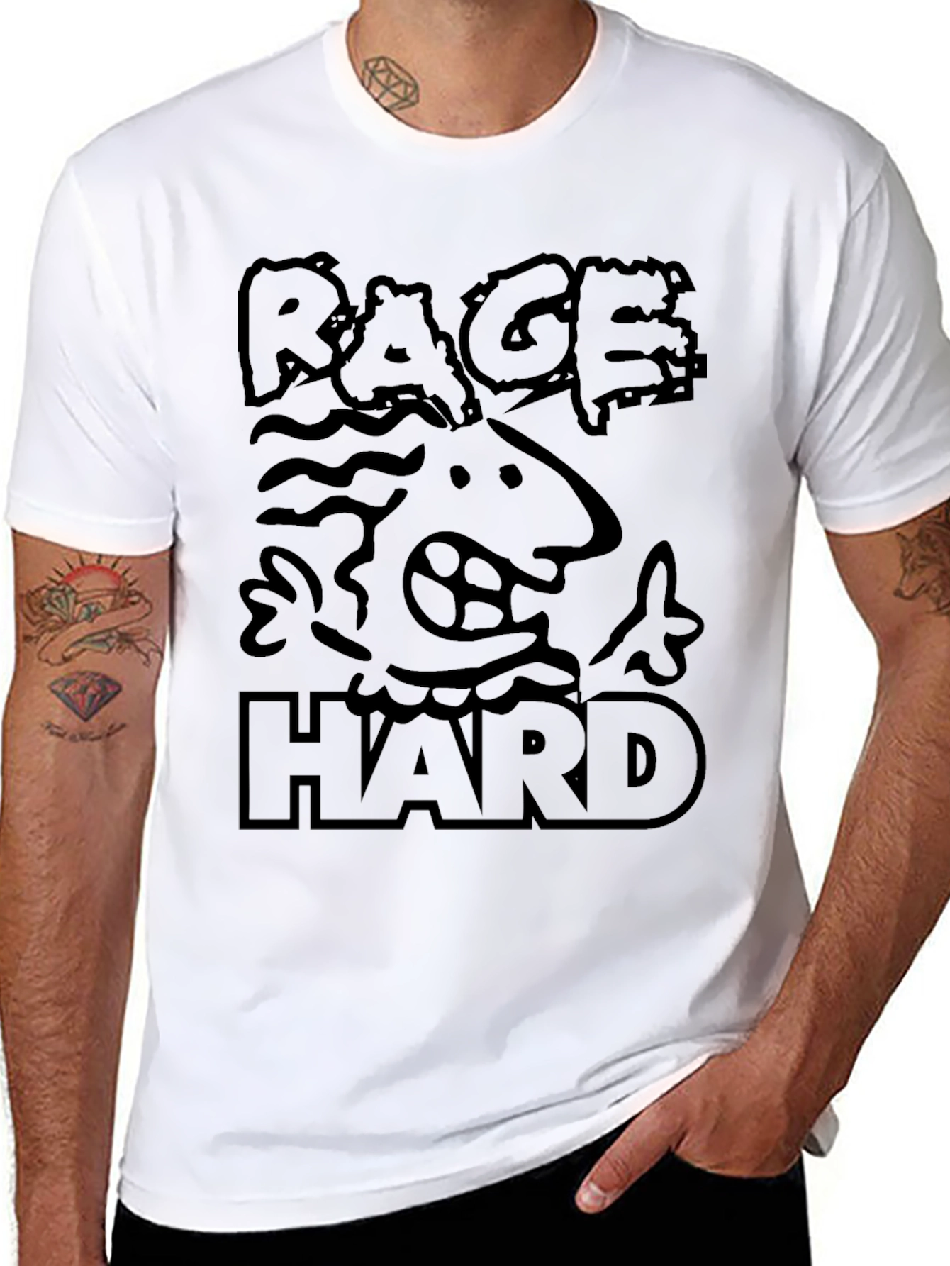 Rage Hard Black Graphic Tee for Men