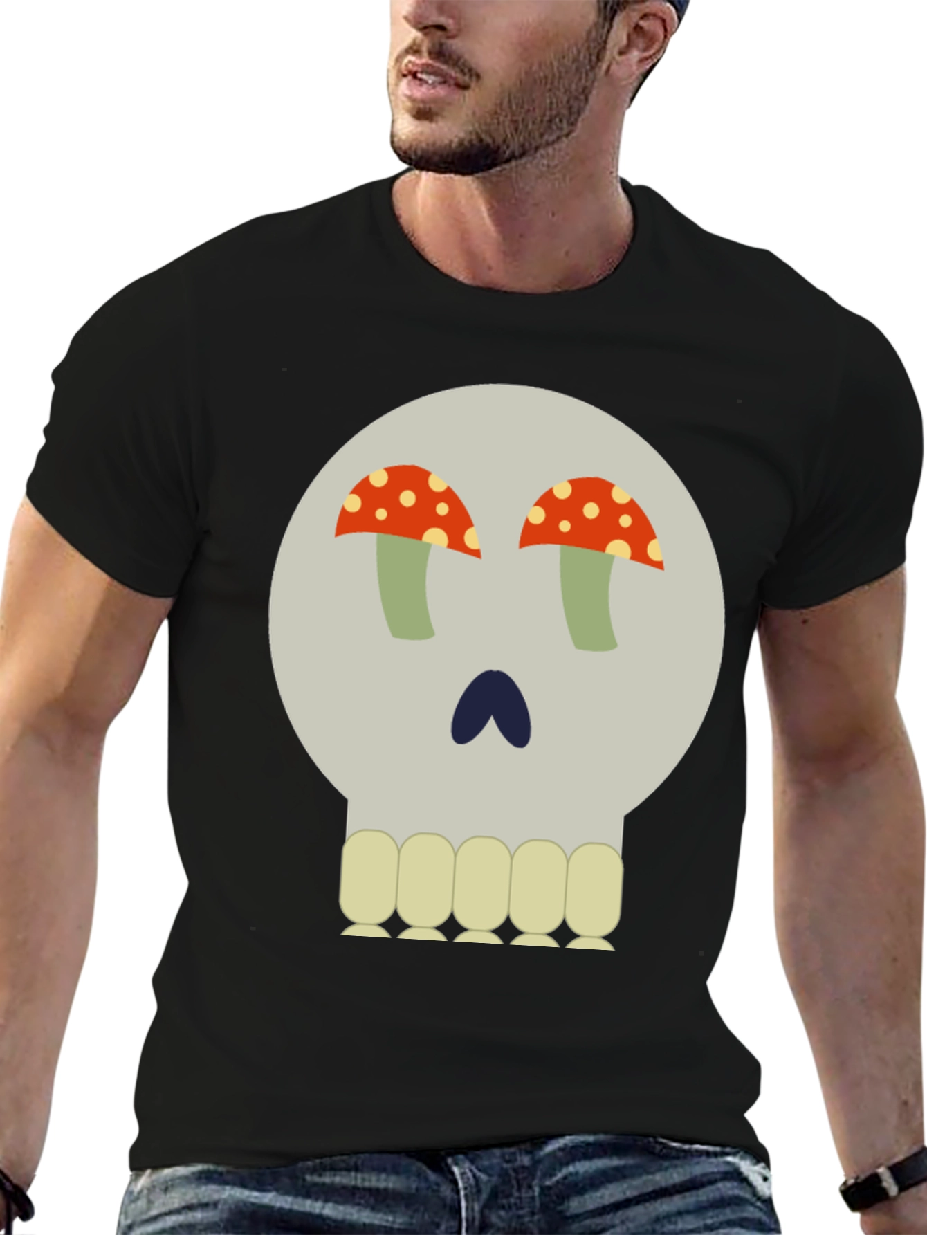 Mushroom Skull Graphic Tee - Unique Design
