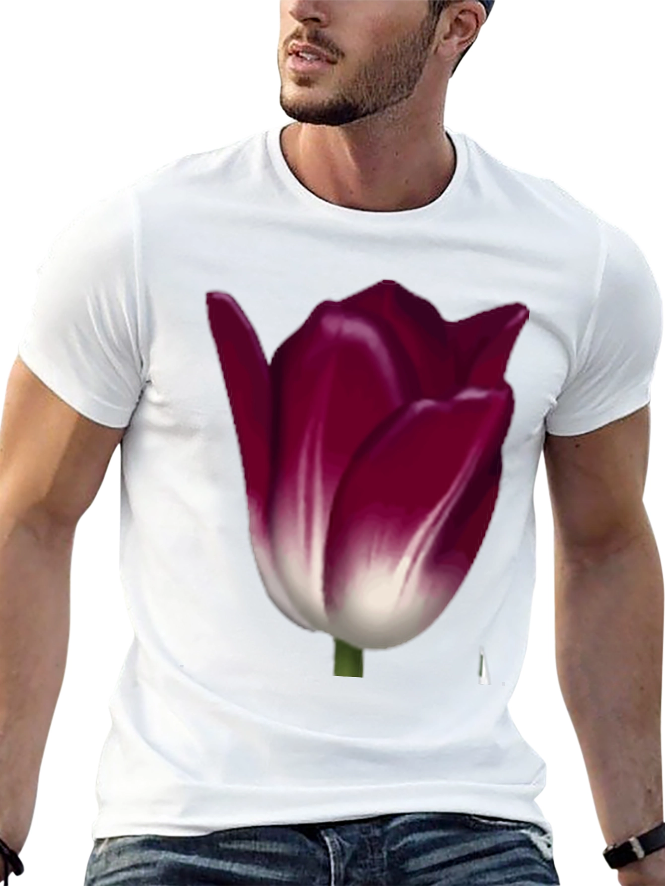 Floral Tulip Graphic Tee - Burgundy