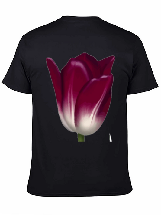 Floral Tulip Graphic Tee - Burgundy