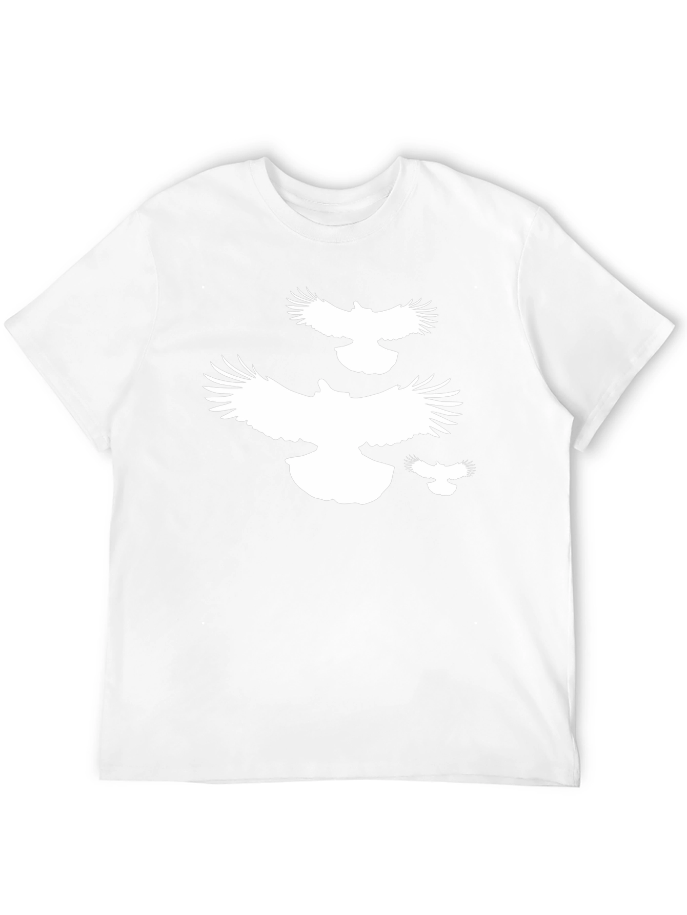 Black T-Shirt with White Flying Birds Design