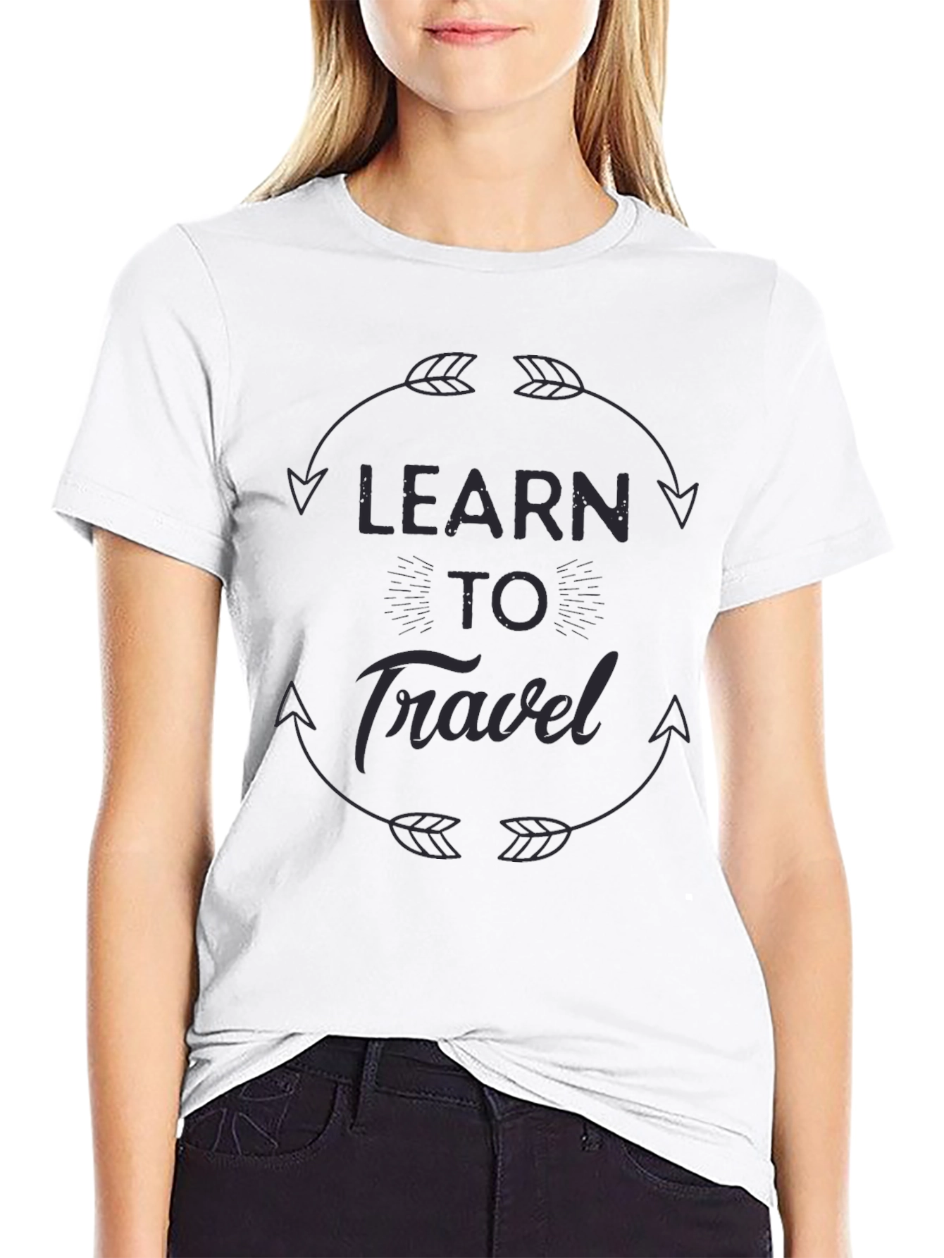 Learn To Travel Graphic Black T-Shirt