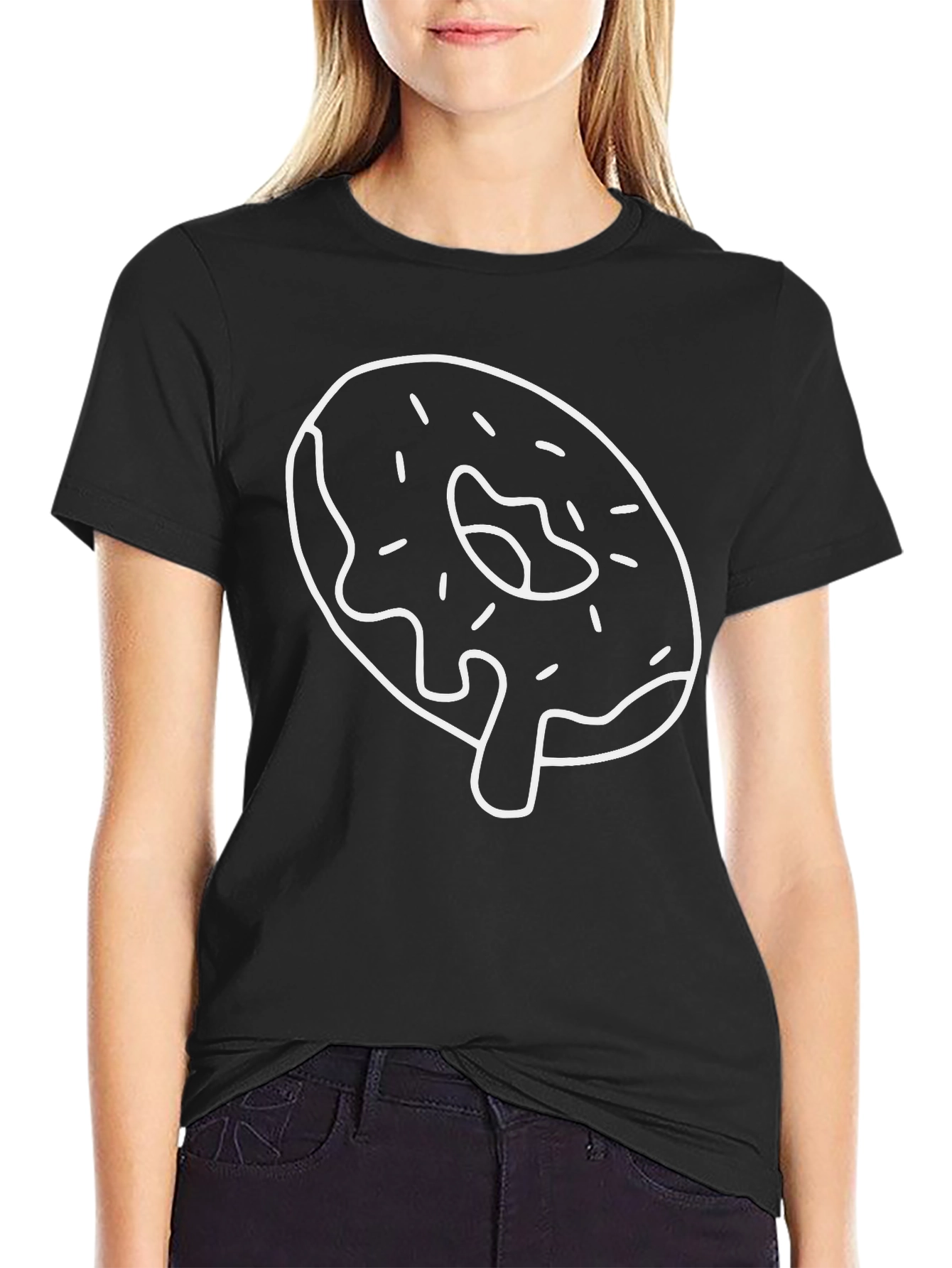 Donut Graphic Black Tee - Casual Style