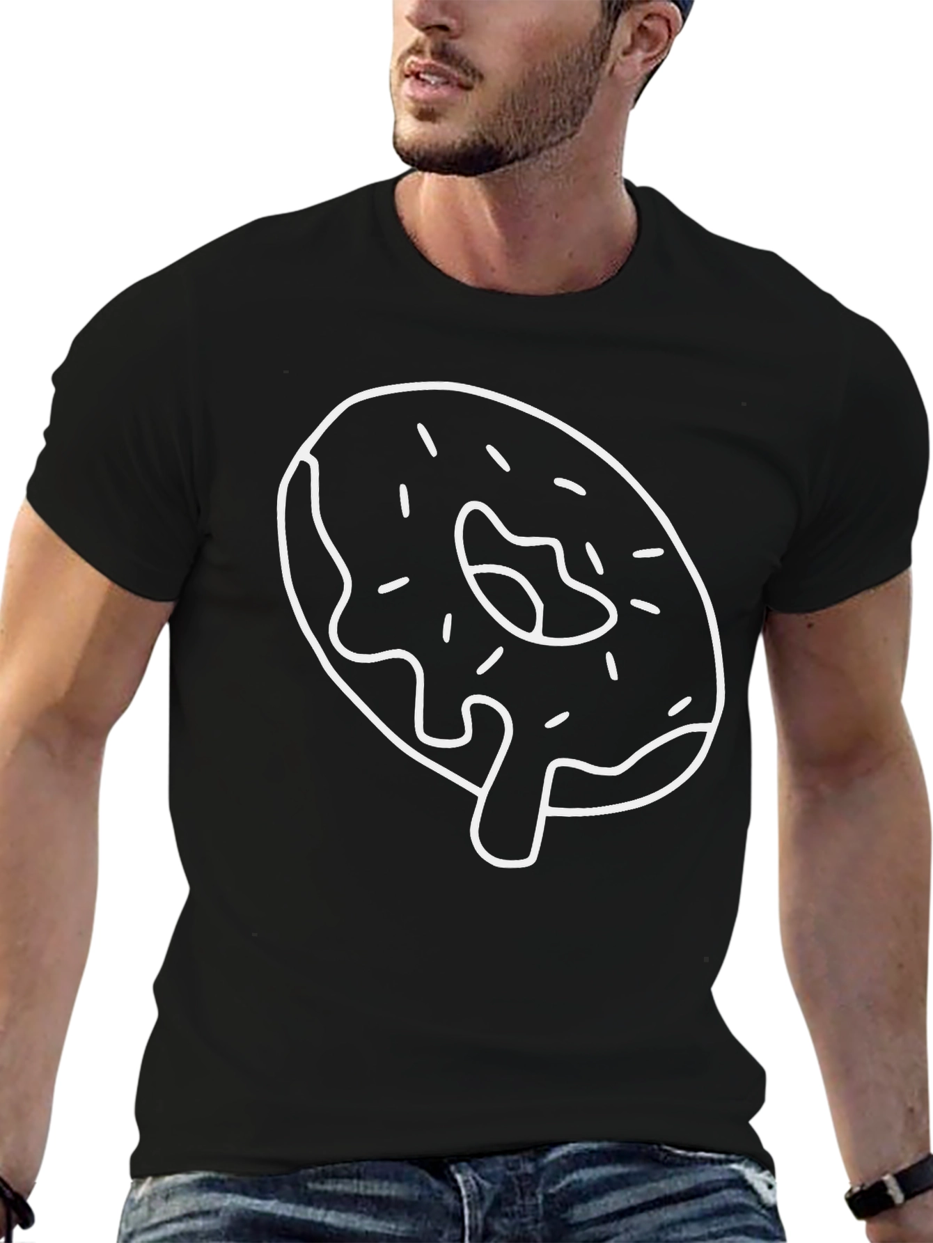 Donut Graphic Black Tee - Casual Style