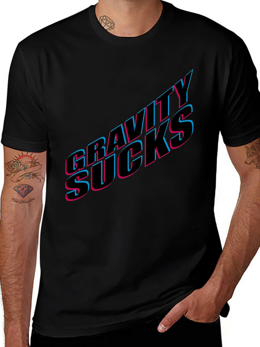 Gravity Sucks Graphic Tee - Black Casual T-Shirt