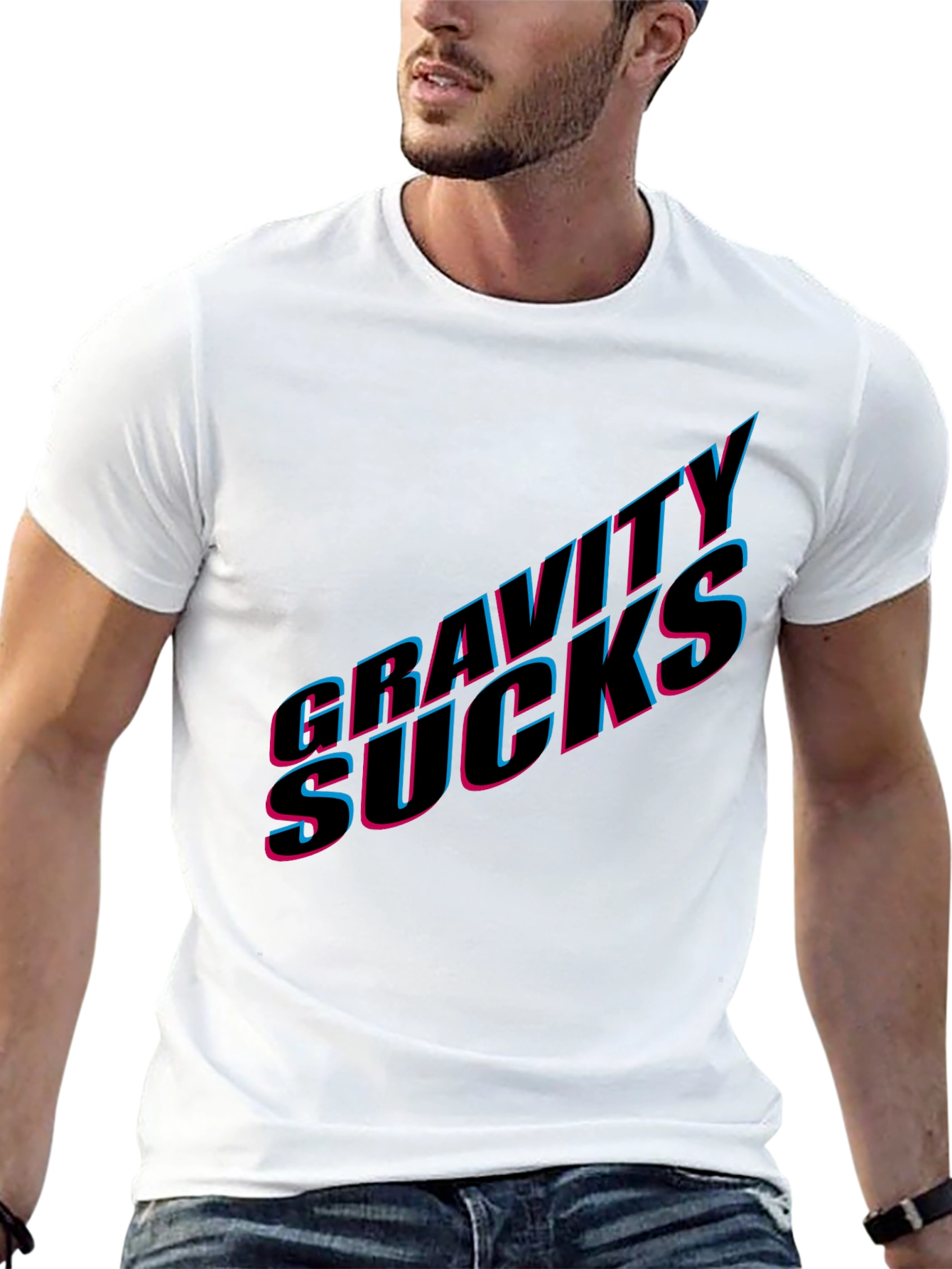 Gravity Sucks Graphic Tee - Black Casual T-Shirt