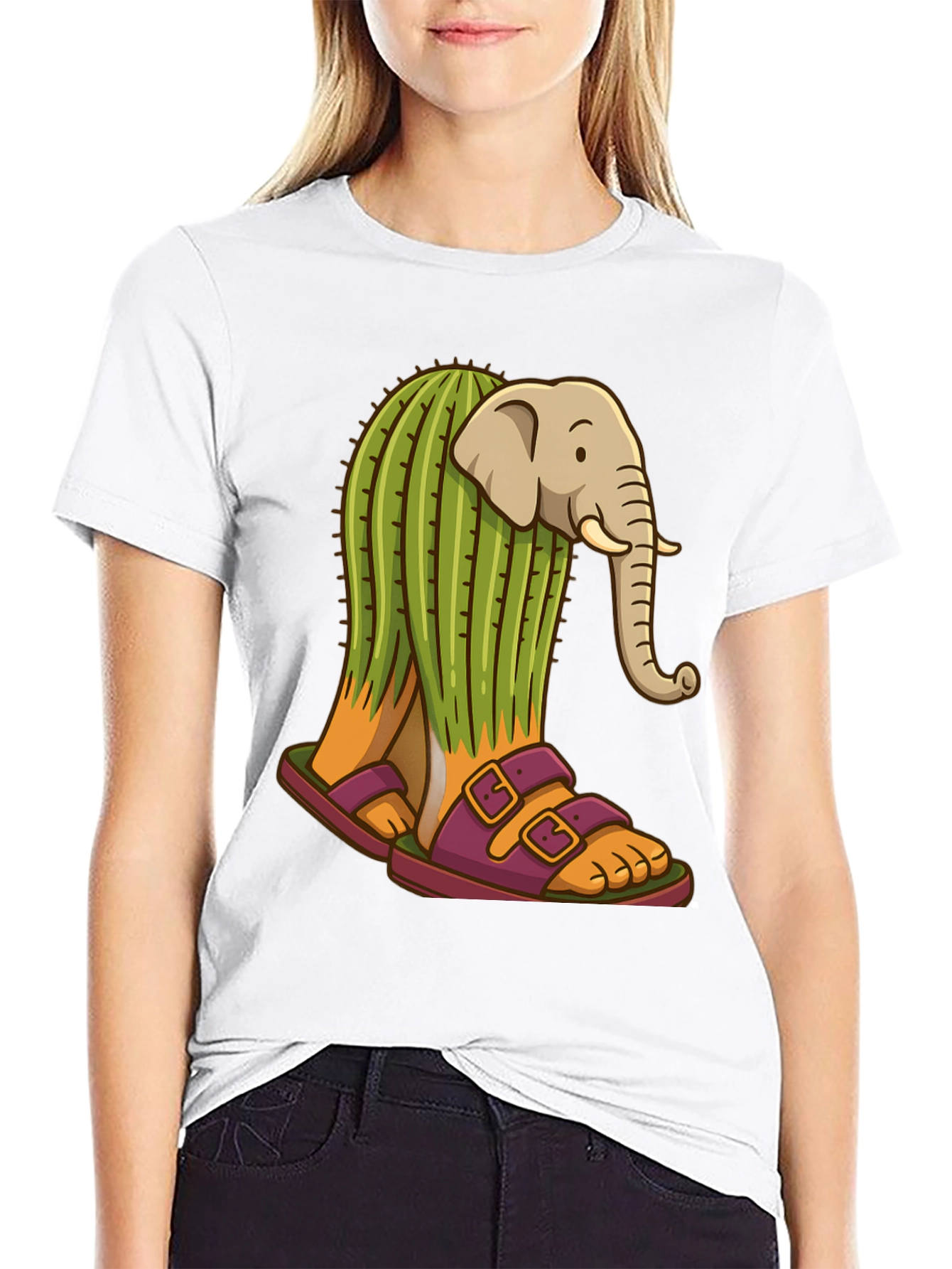 Elephant Cactus Sandals Graphic Tee