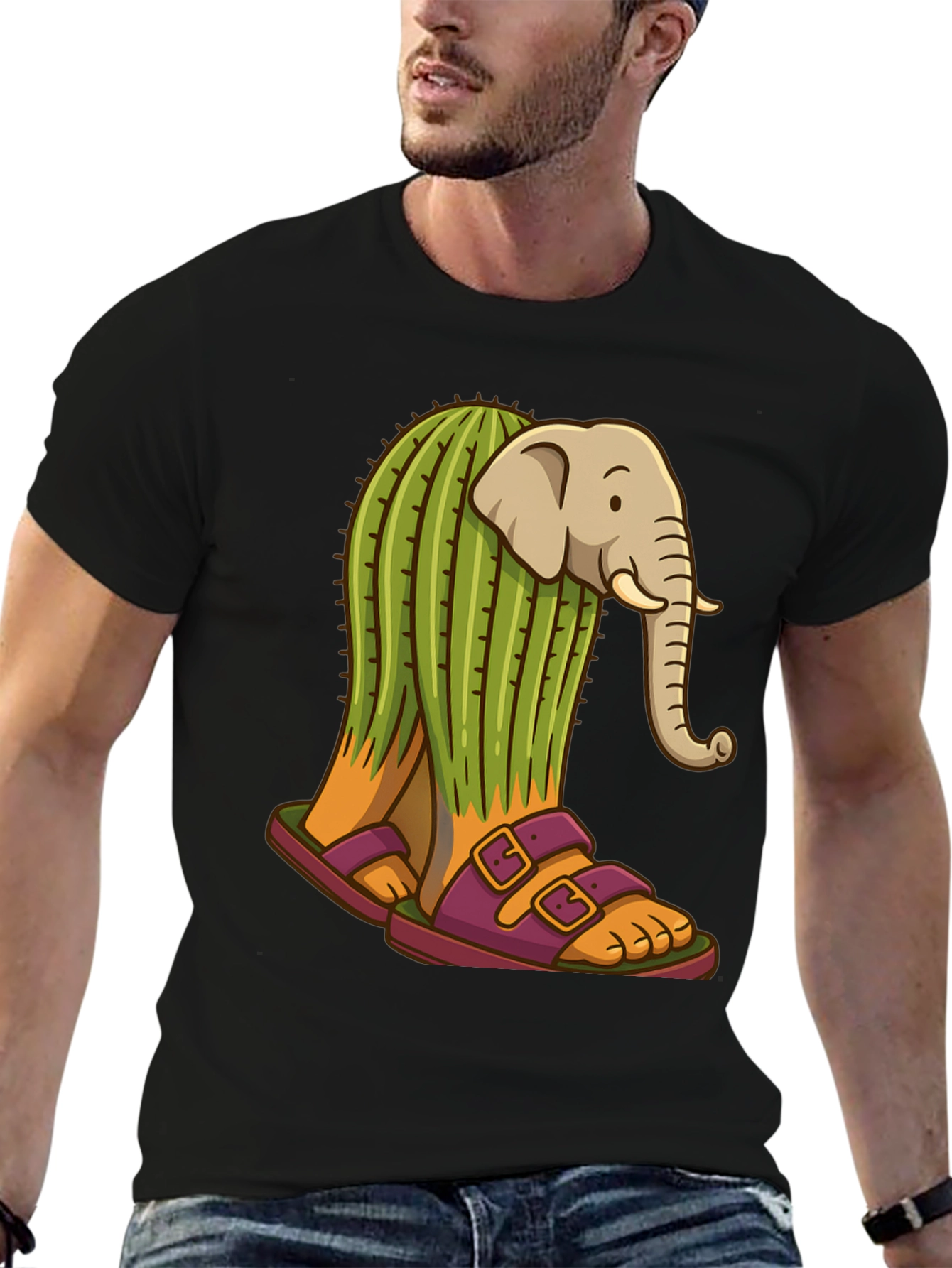 Elephant Cactus Sandals Graphic Tee