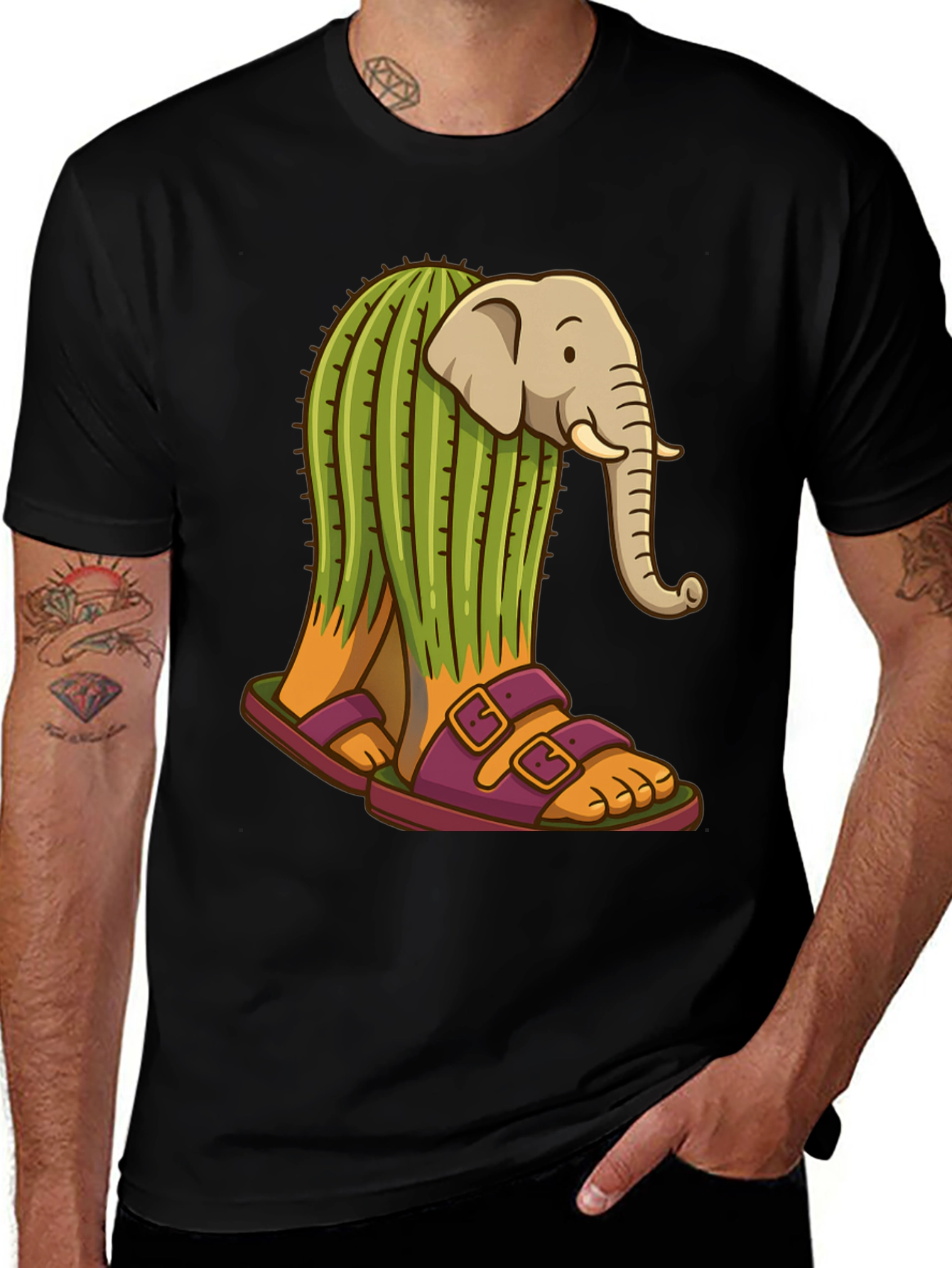 Elephant Cactus Sandals Graphic Tee