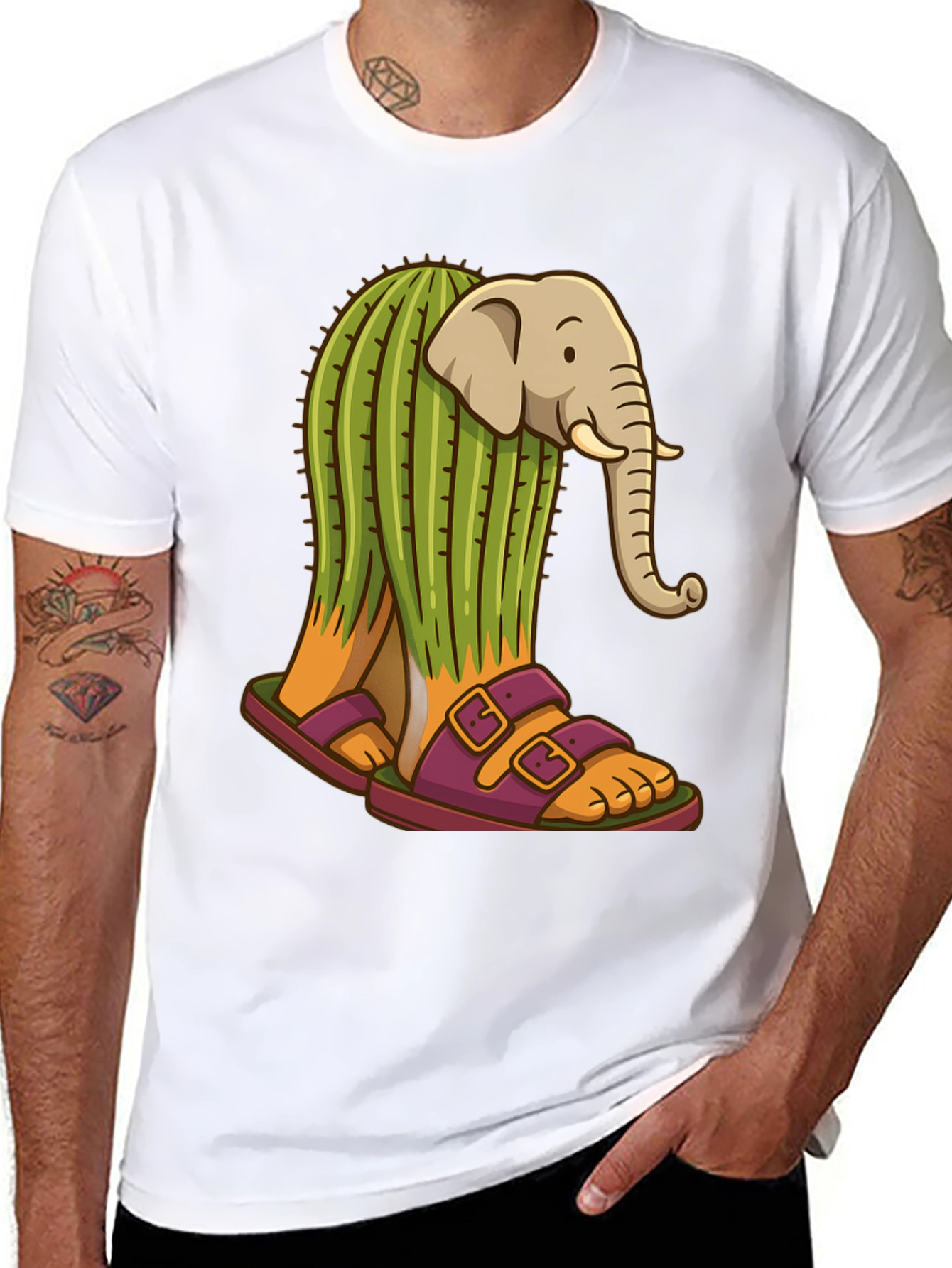 Elephant Cactus Sandals Graphic Tee