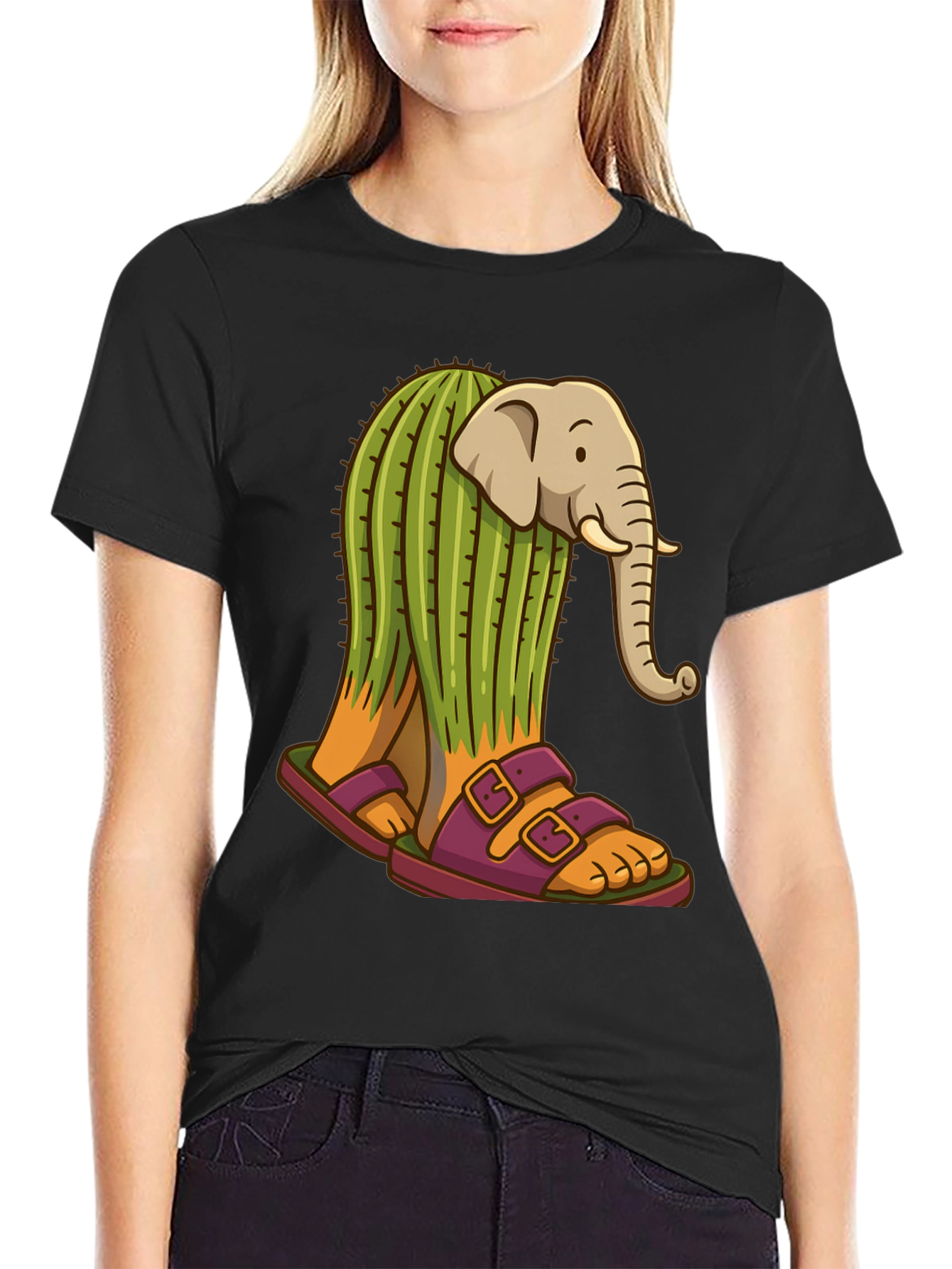 Elephant Cactus Sandals Graphic Tee