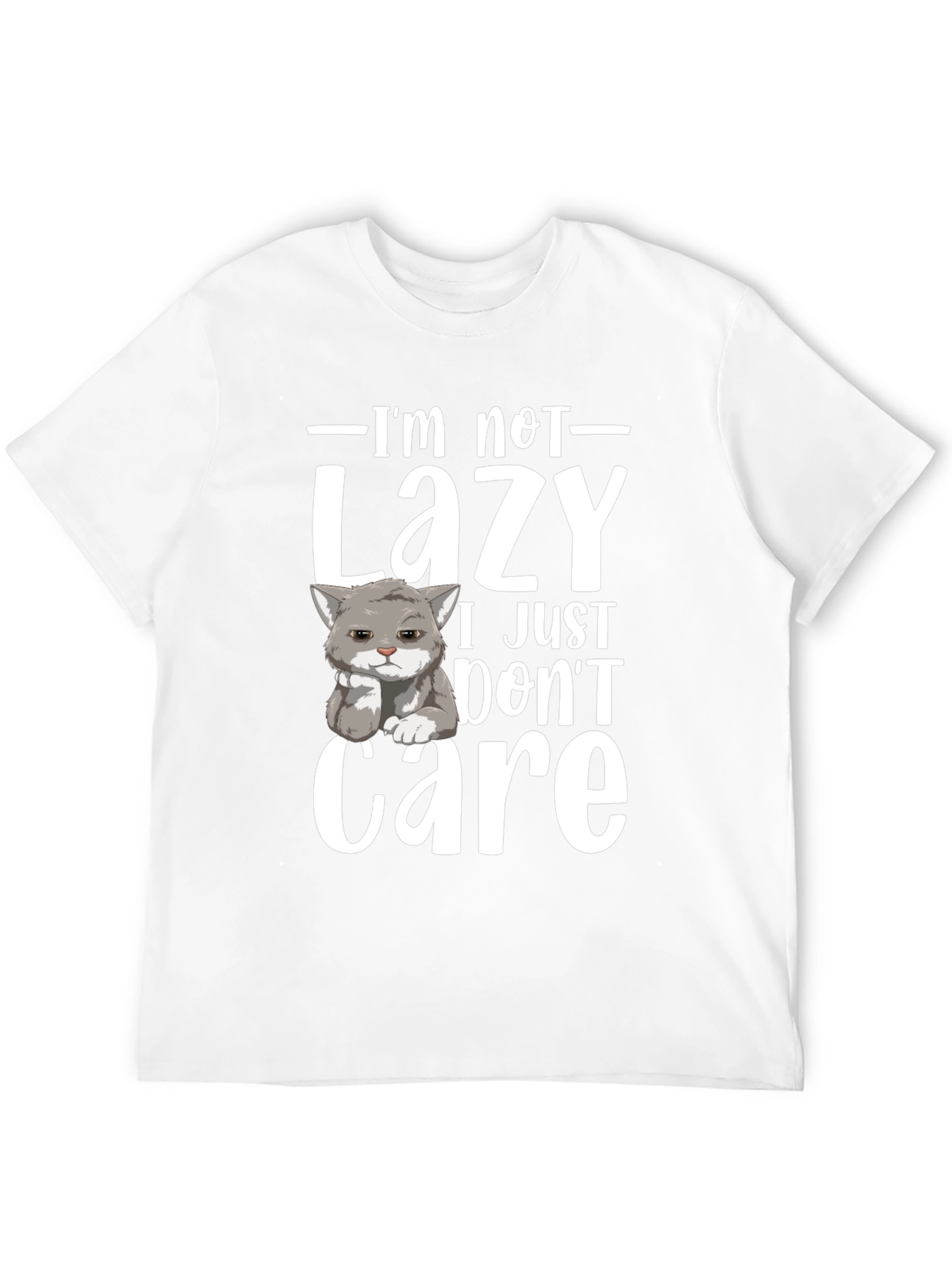 Funny Lazy Cat Graphic T-Shirt - I Dont Care