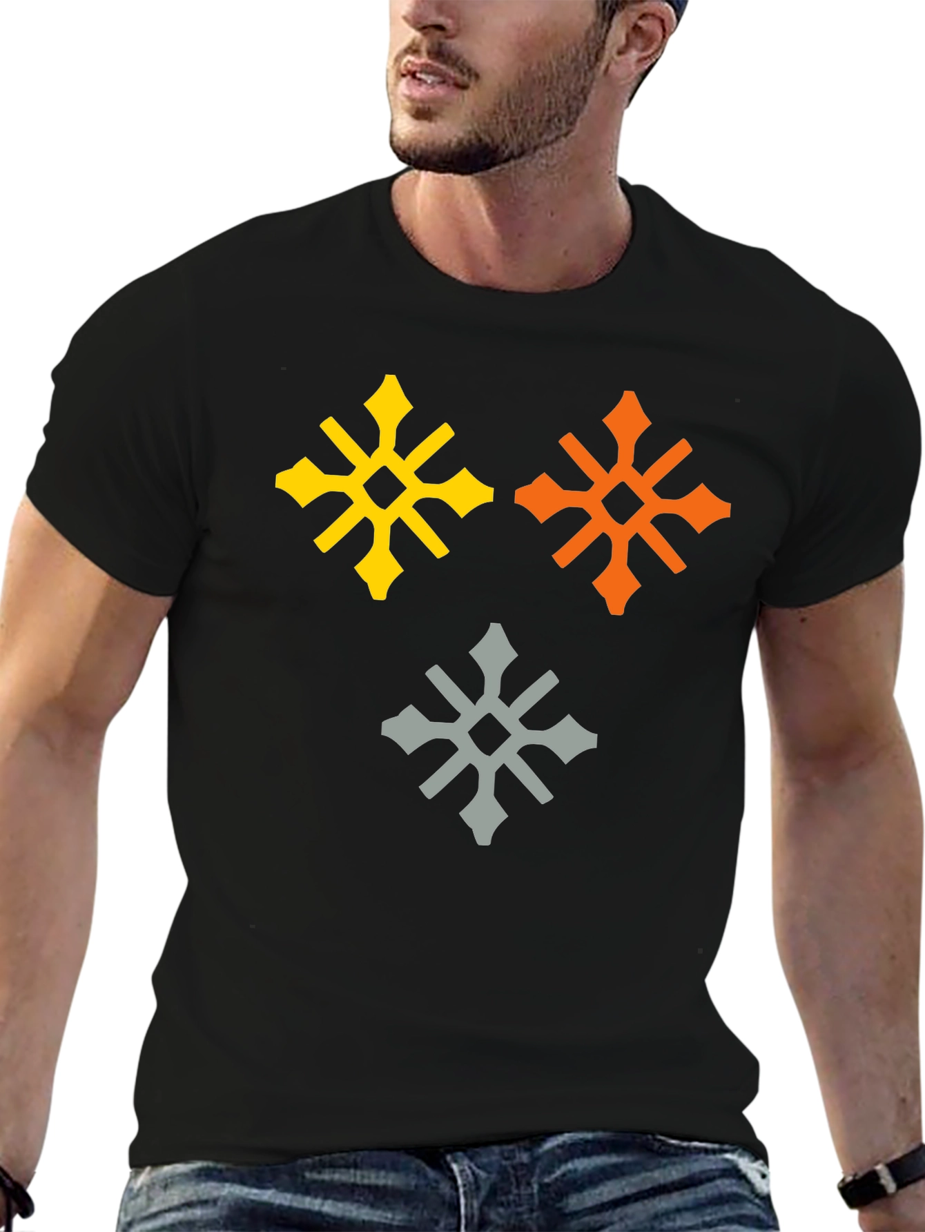 Graphic Tee with Geometric Snowflake Design