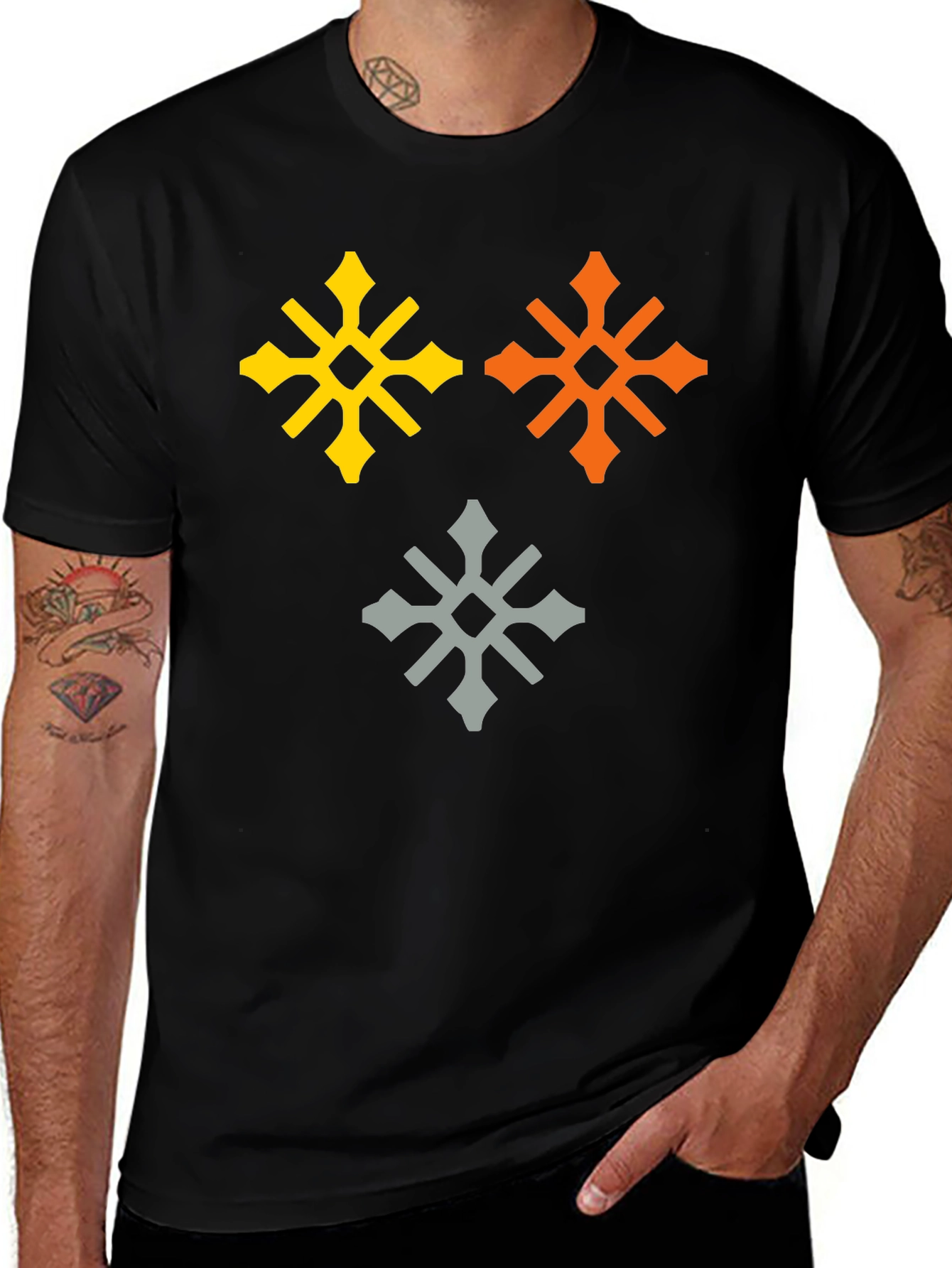 Graphic Tee with Geometric Snowflake Design