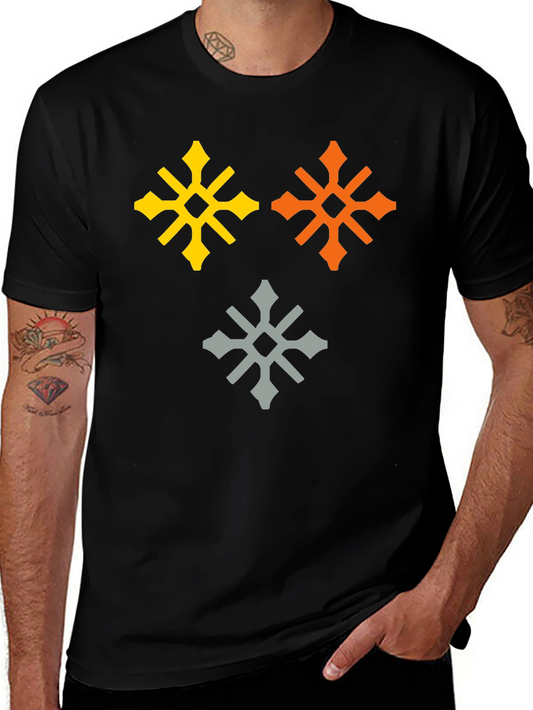 Graphic Tee with Geometric Snowflake Design