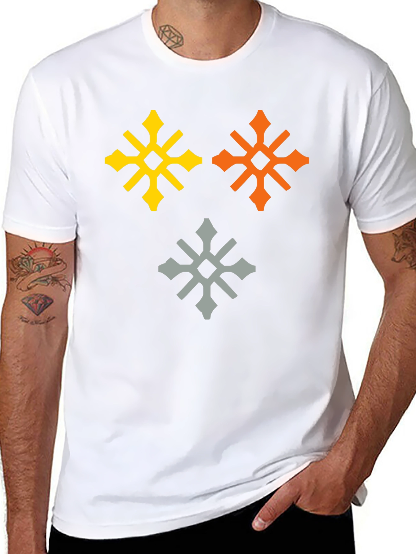 Graphic Tee with Geometric Snowflake Design