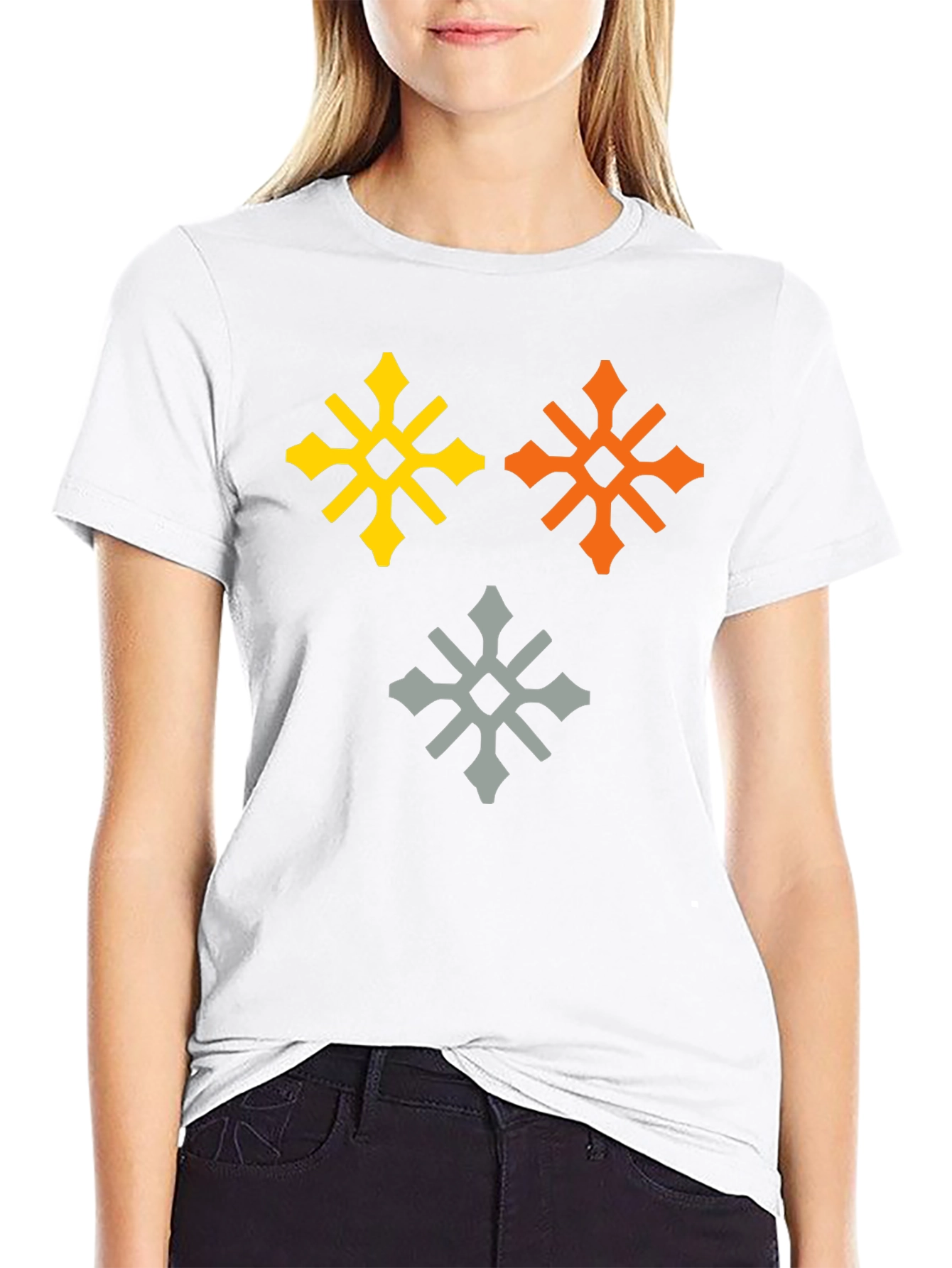 Graphic Tee with Geometric Snowflake Design