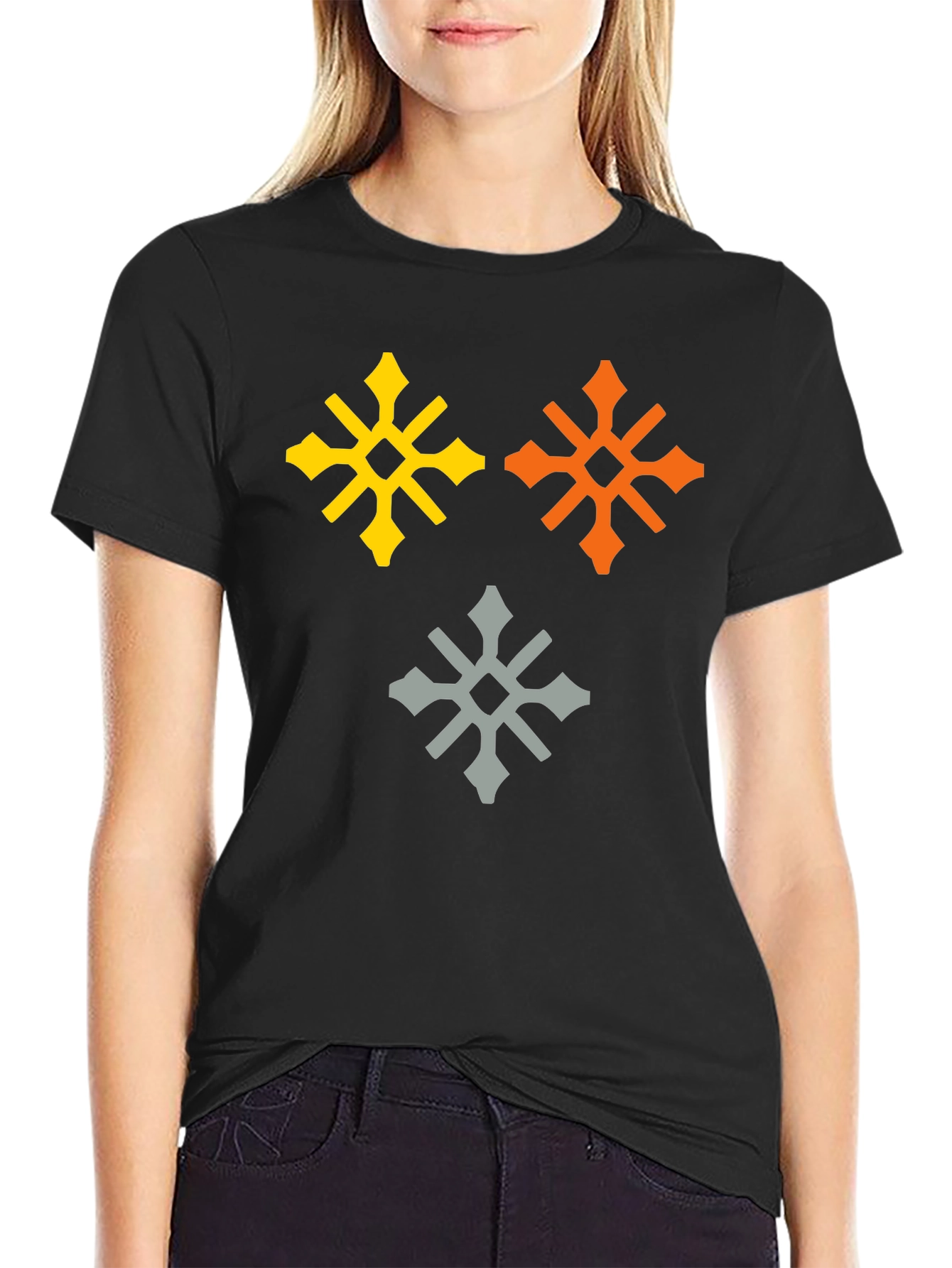 Graphic Tee with Geometric Snowflake Design