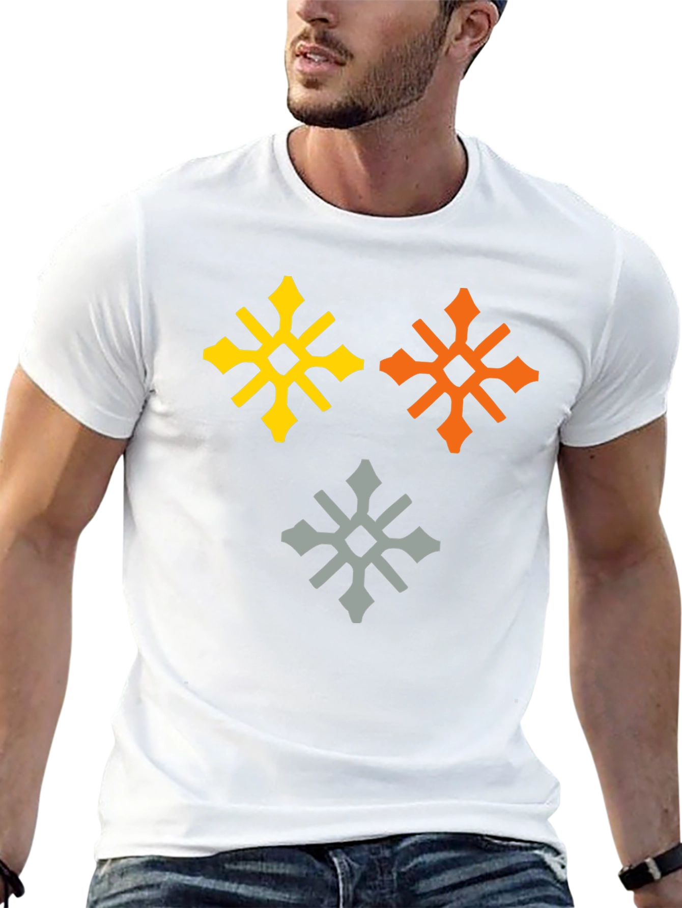 Graphic Tee with Geometric Snowflake Design