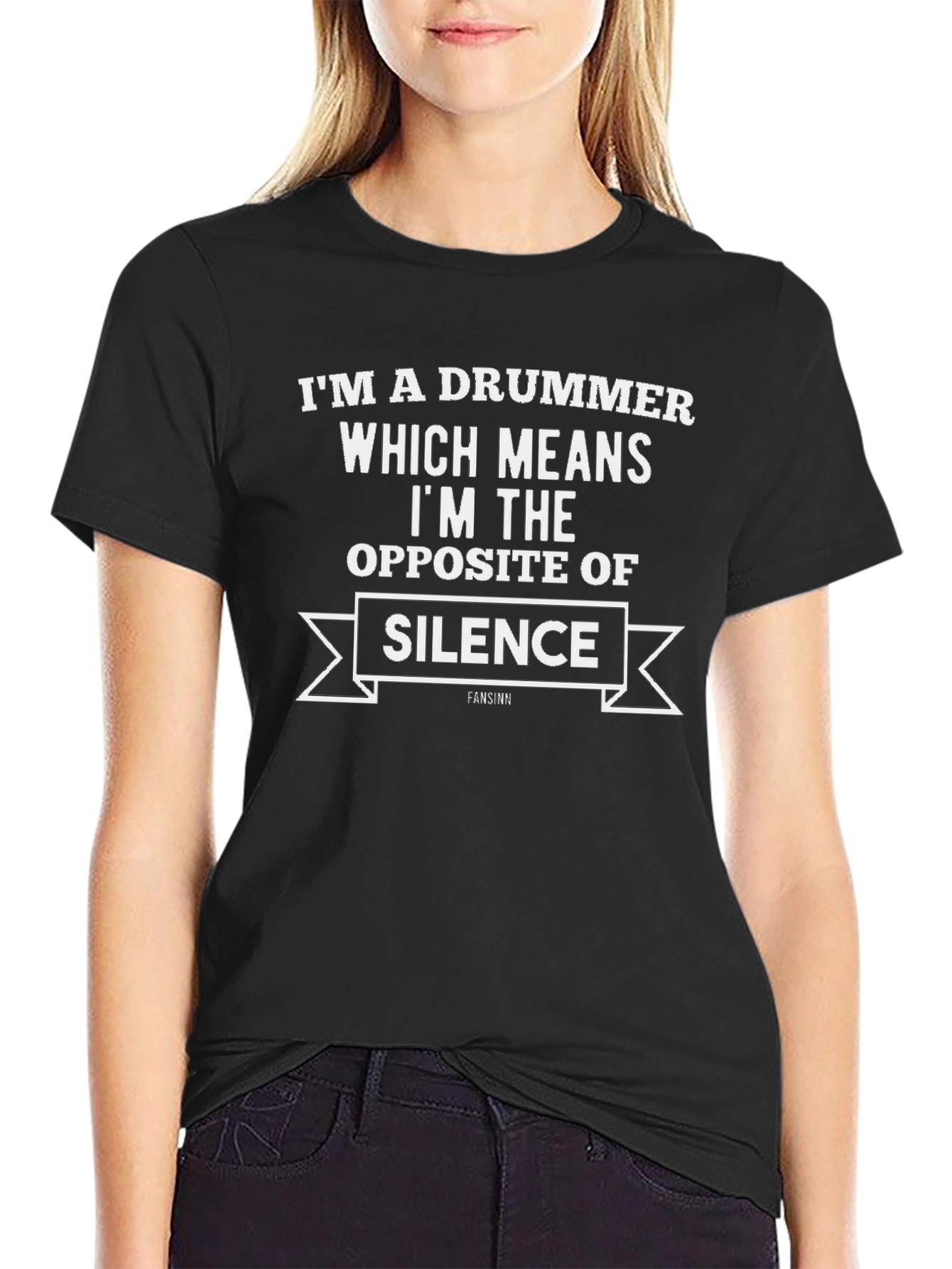 Drummer Opposite of Silence Black Graphic T-Shirt