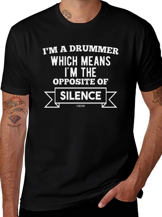Drummer Opposite of Silence Black Graphic T-Shirt