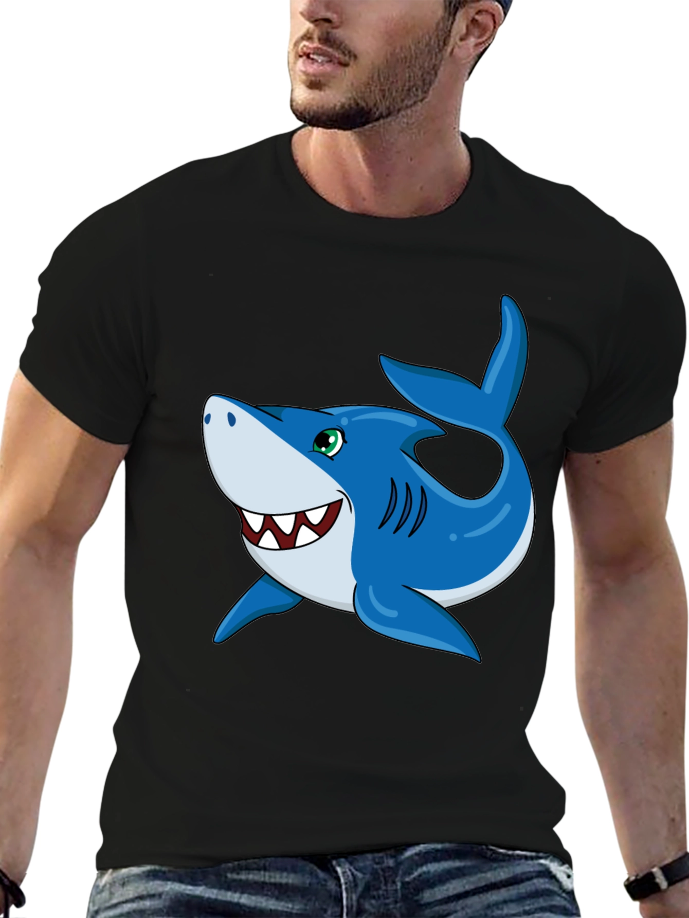 Fun Cartoon Shark Graphic T-Shirt