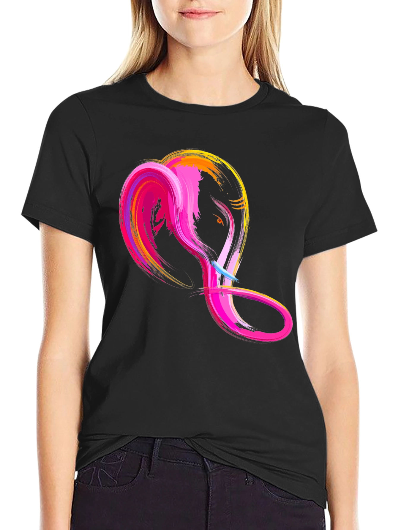 Abstract Ganesha Graphic Tee - Mens Black T-Shirt