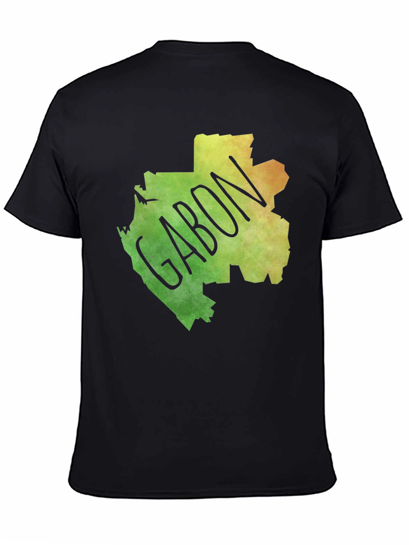 Gabon Map T-Shirt - Black Cotton Tee