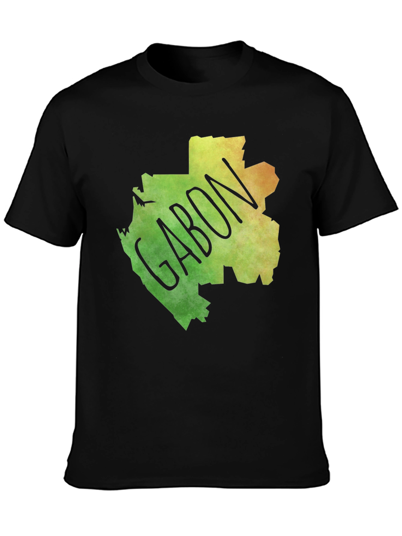 Gabon Map T-Shirt - Black Cotton Tee