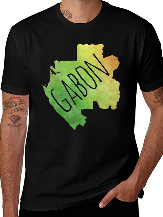 Gabon Map T-Shirt - Black Cotton Tee