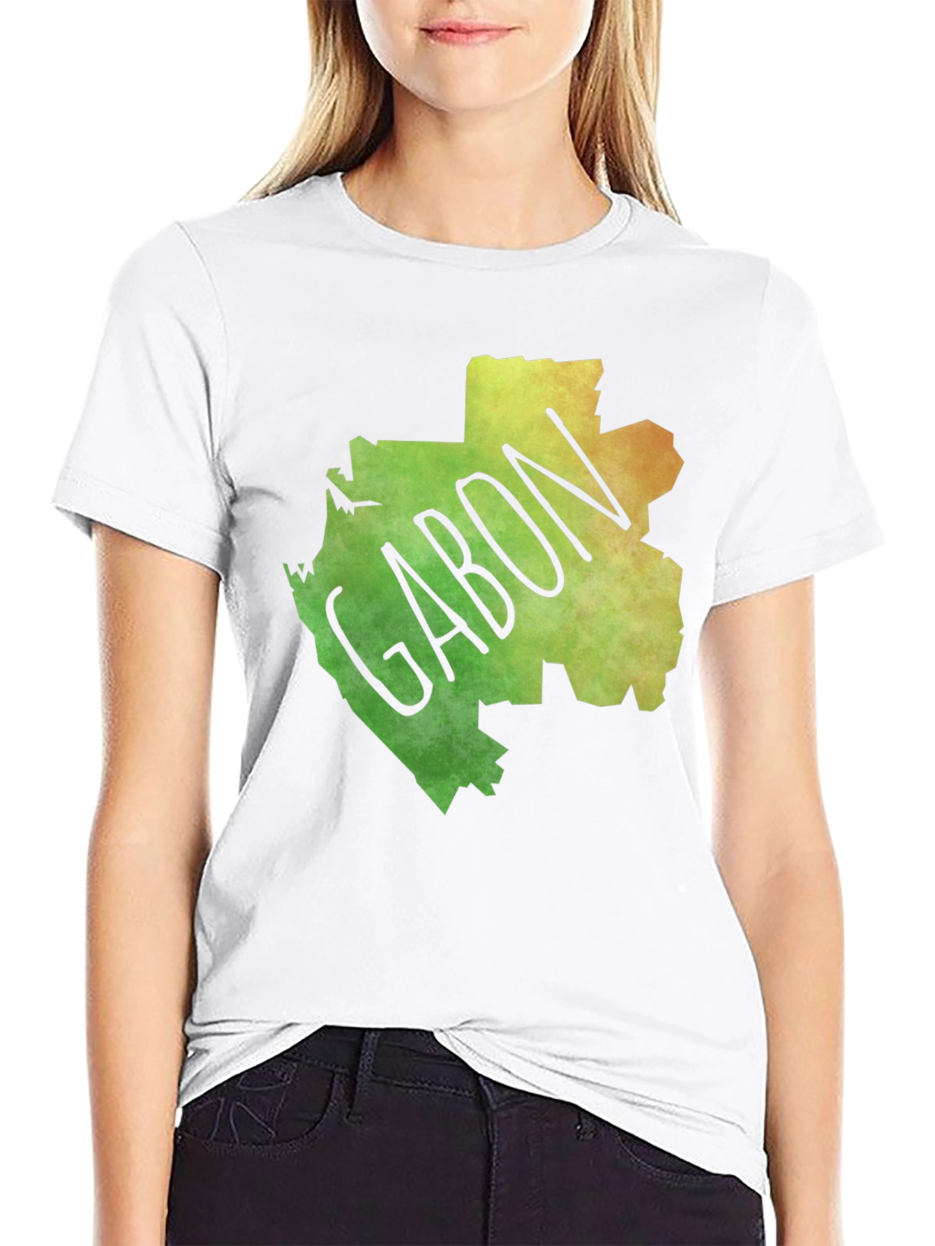 Gabon Map T-Shirt - Black Cotton Tee
