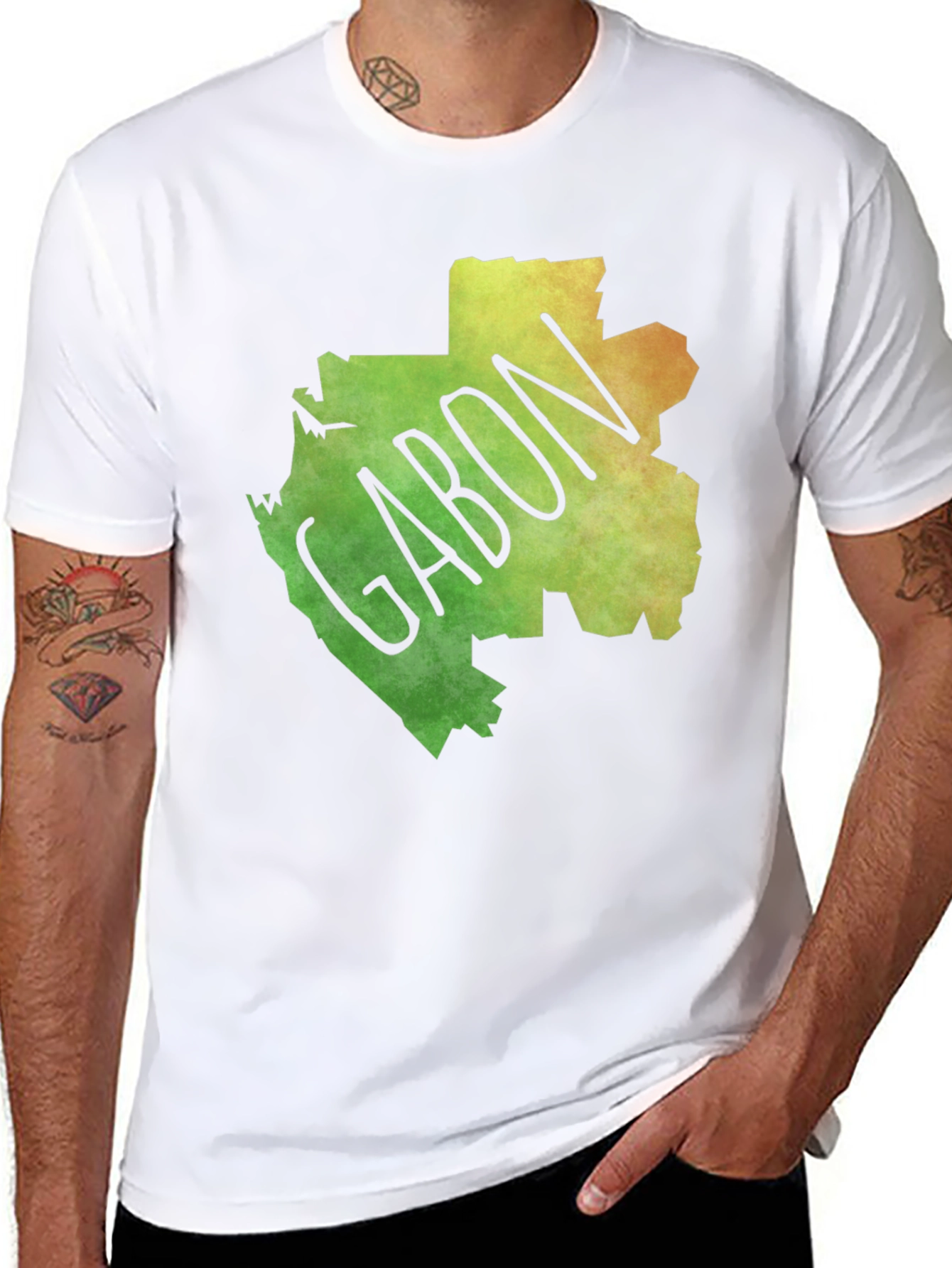 Gabon Map T-Shirt - Black Cotton Tee