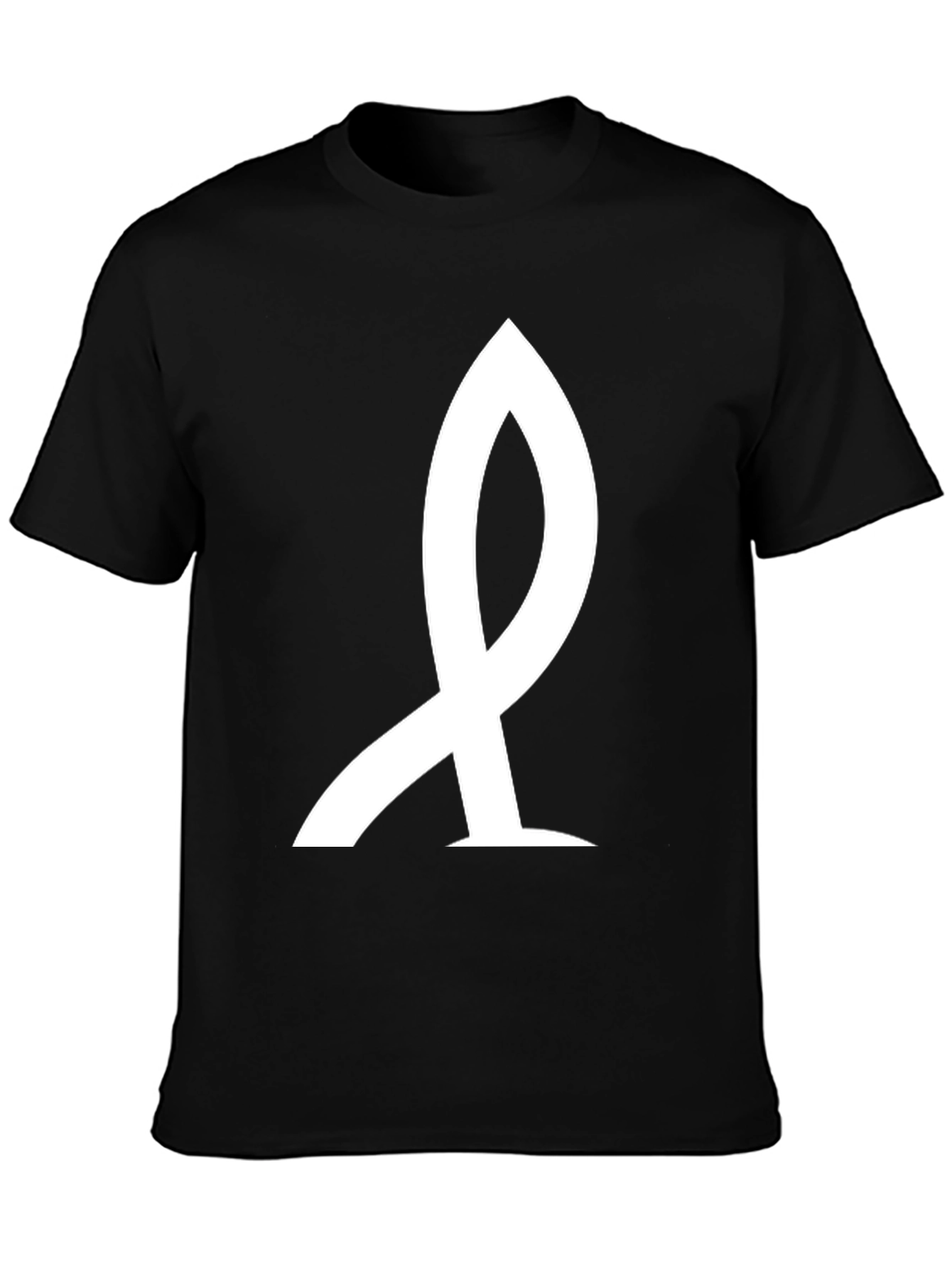 Minimalist Black T-Shirt with Abstract White Graphic