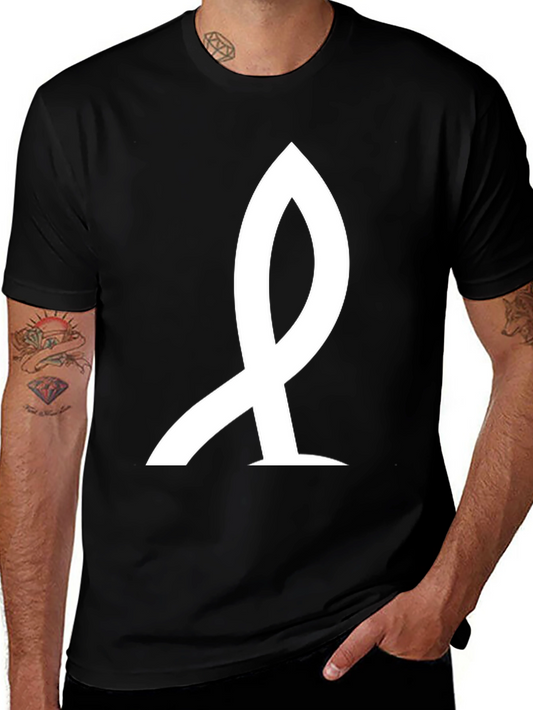 Minimalist Black T-Shirt with Abstract White Graphic