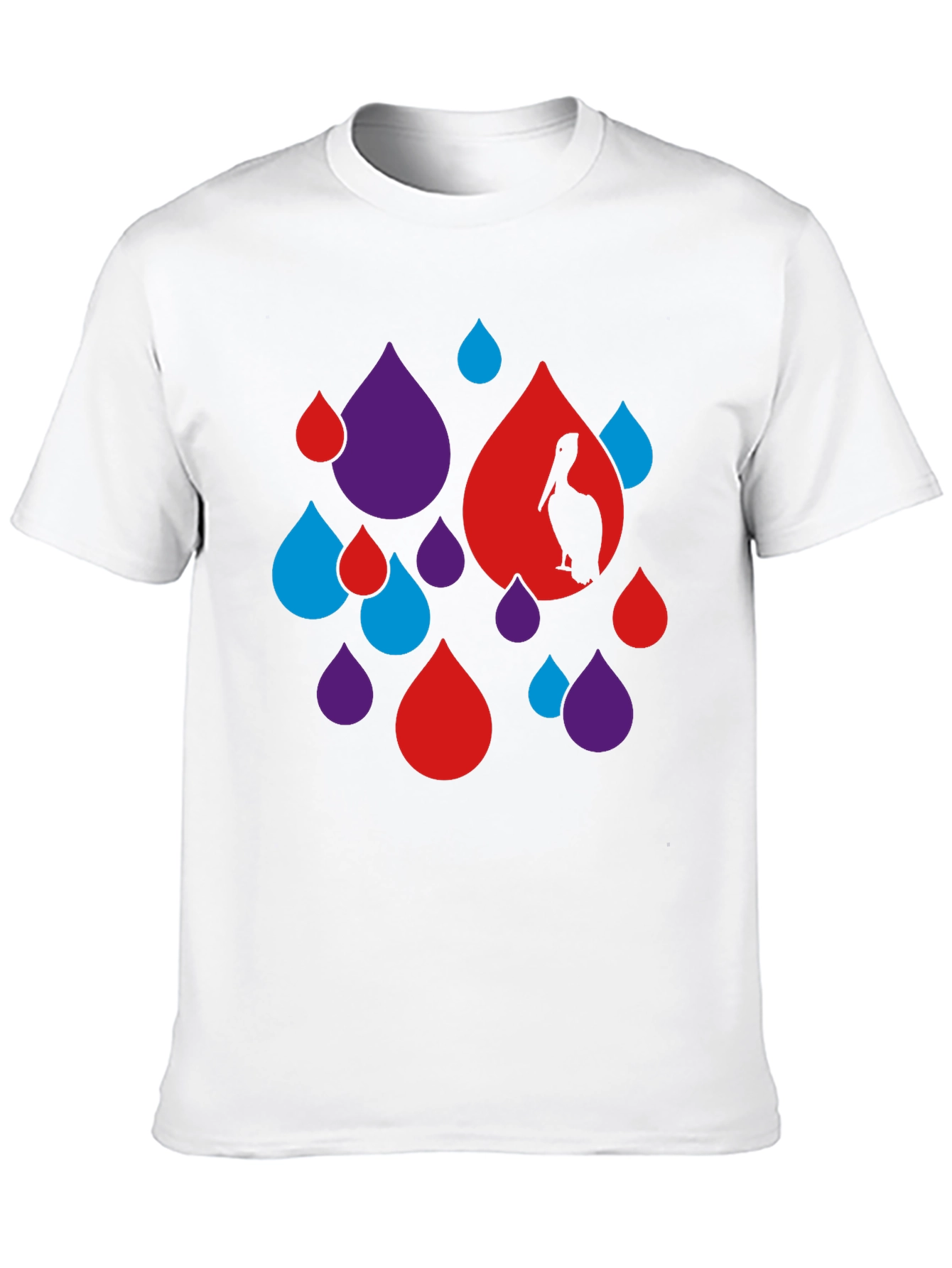 Abstract Pelican Graphic Tee - Black Cotton Blend T-Shirt